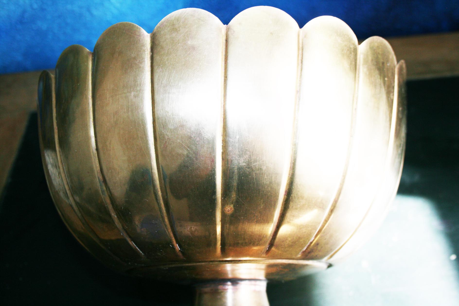 Brass Wine Cooler Footed Bowl in the Manner of Josef Hoffmann 5