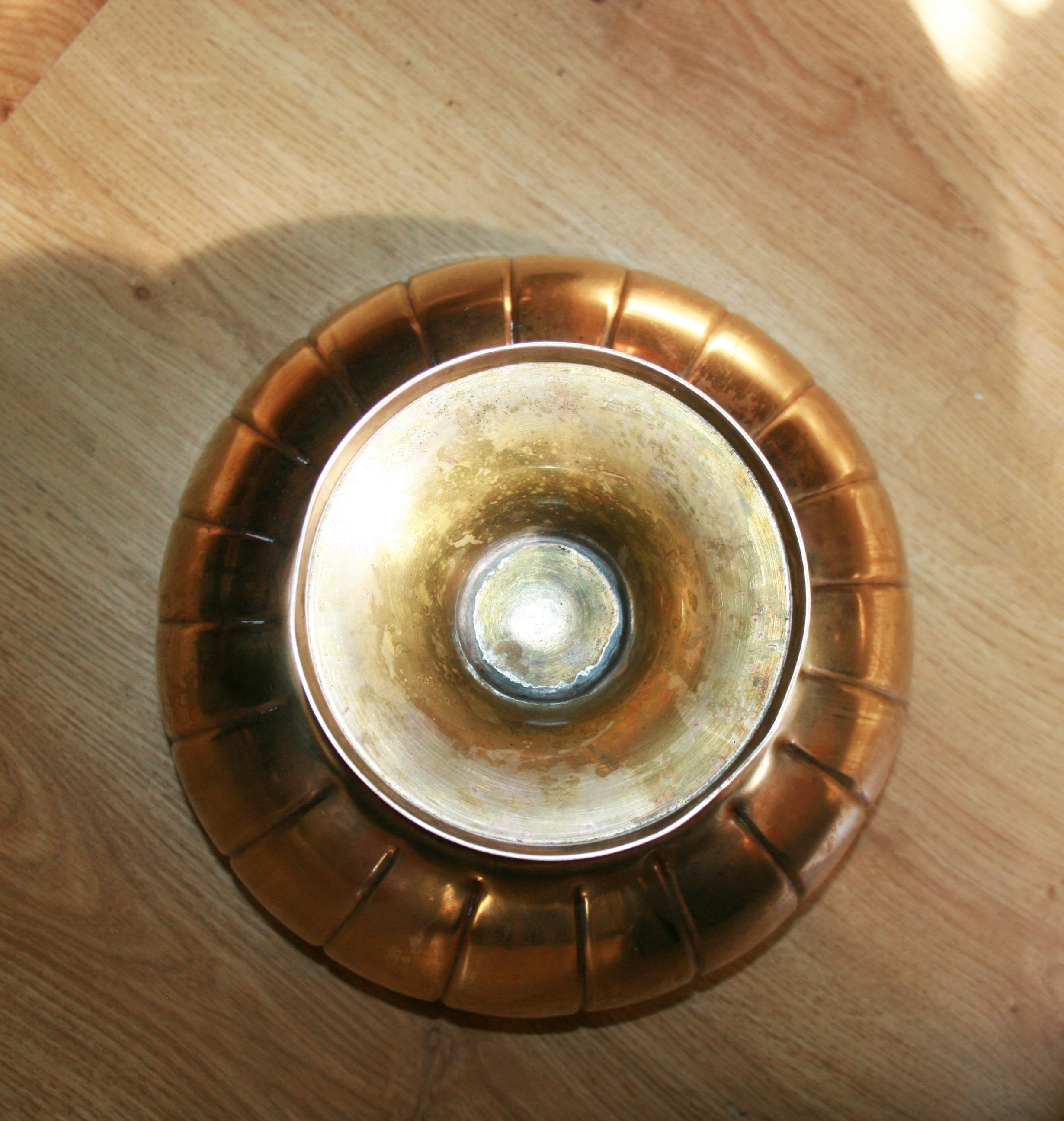 Brass Wine Cooler Footed Bowl in the Manner of Josef Hoffmann 13