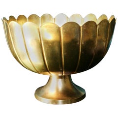 Antique Brass Wine Cooler Footed Bowl in the Manner of Josef Hoffmann