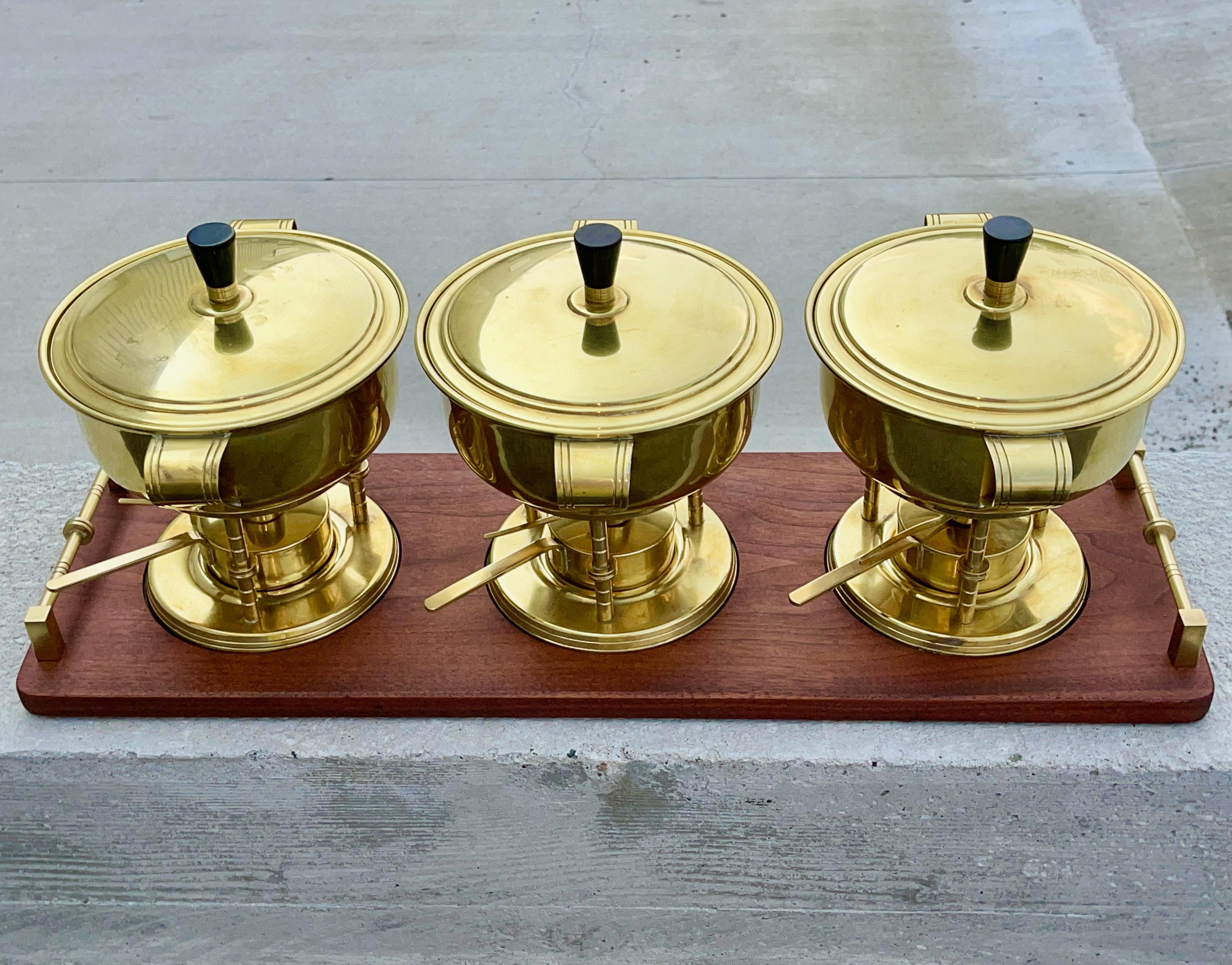 Brass Chafing Dish Set by Tommi Parzinger for Dorlyn Silversmiths  1