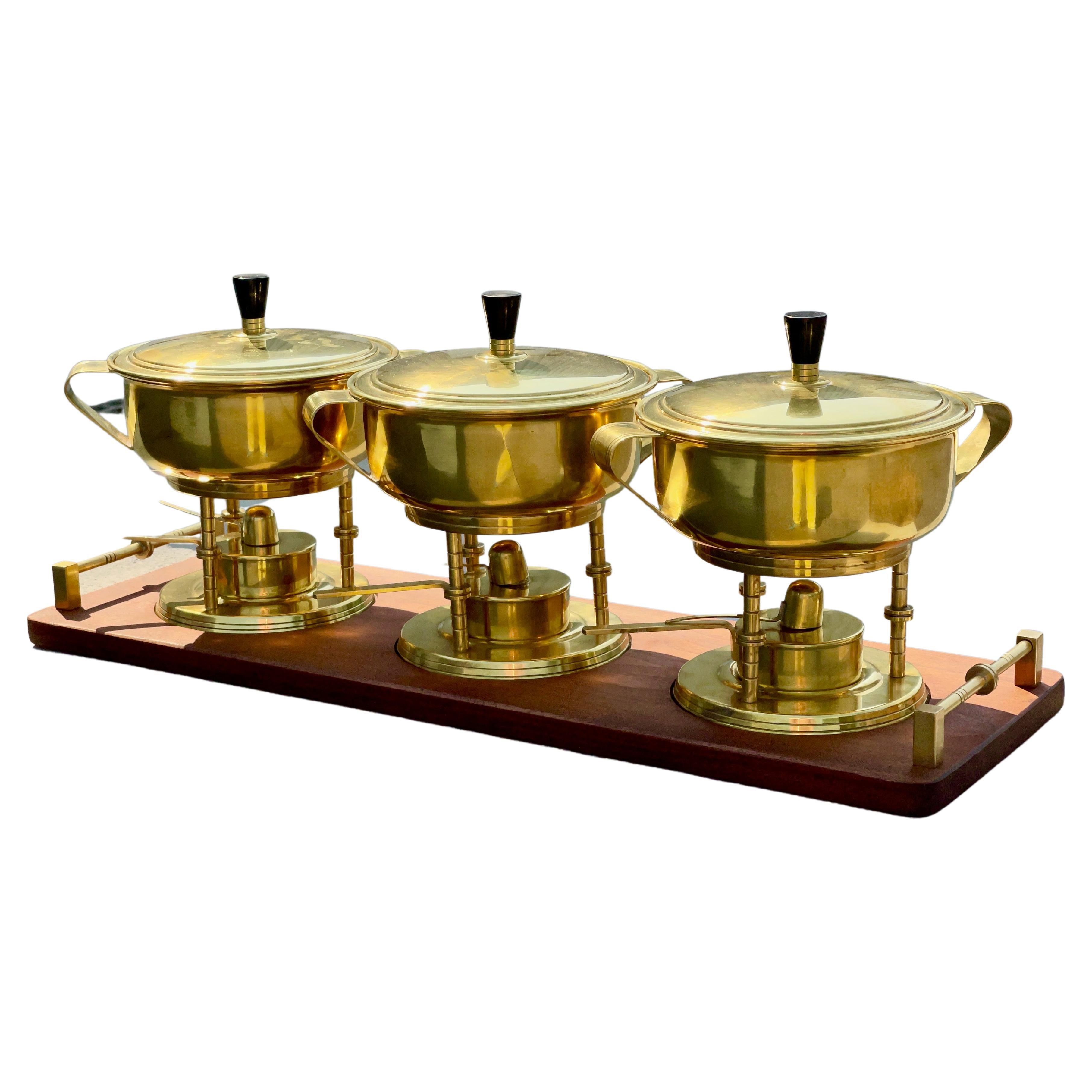 Brass Chafing Dish Set by Tommi Parzinger for Dorlyn Silversmiths 