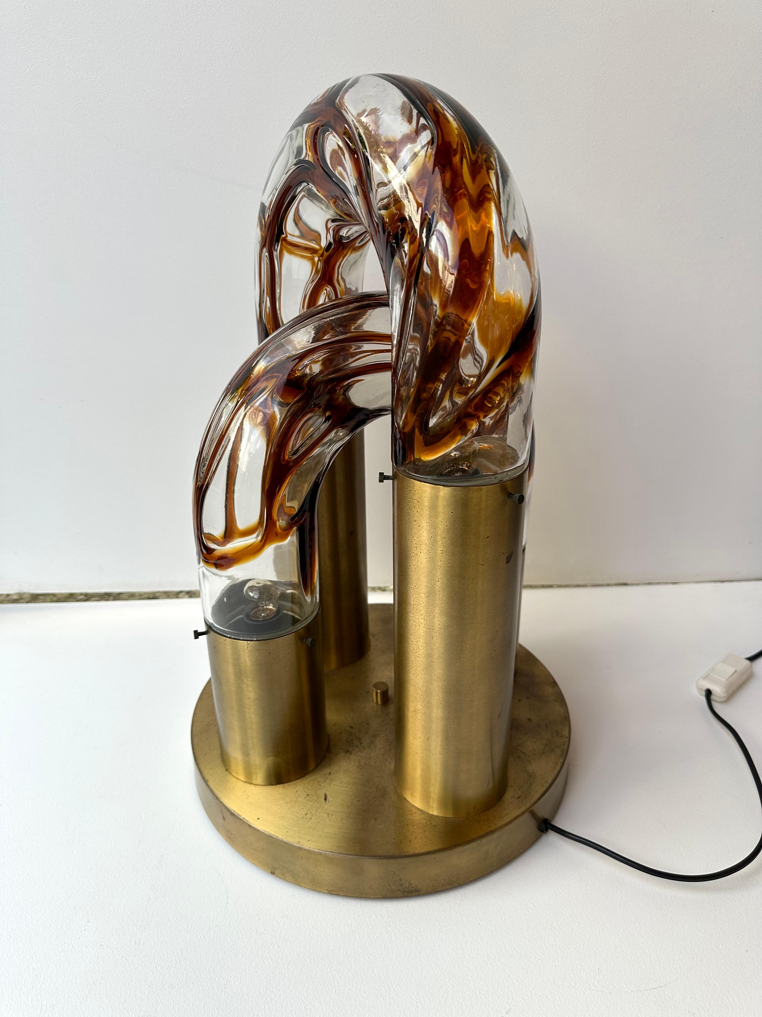 Lampe à chaîne en laiton de Murano par Aldo Nason pour Mazzega, Italie, 1970 3