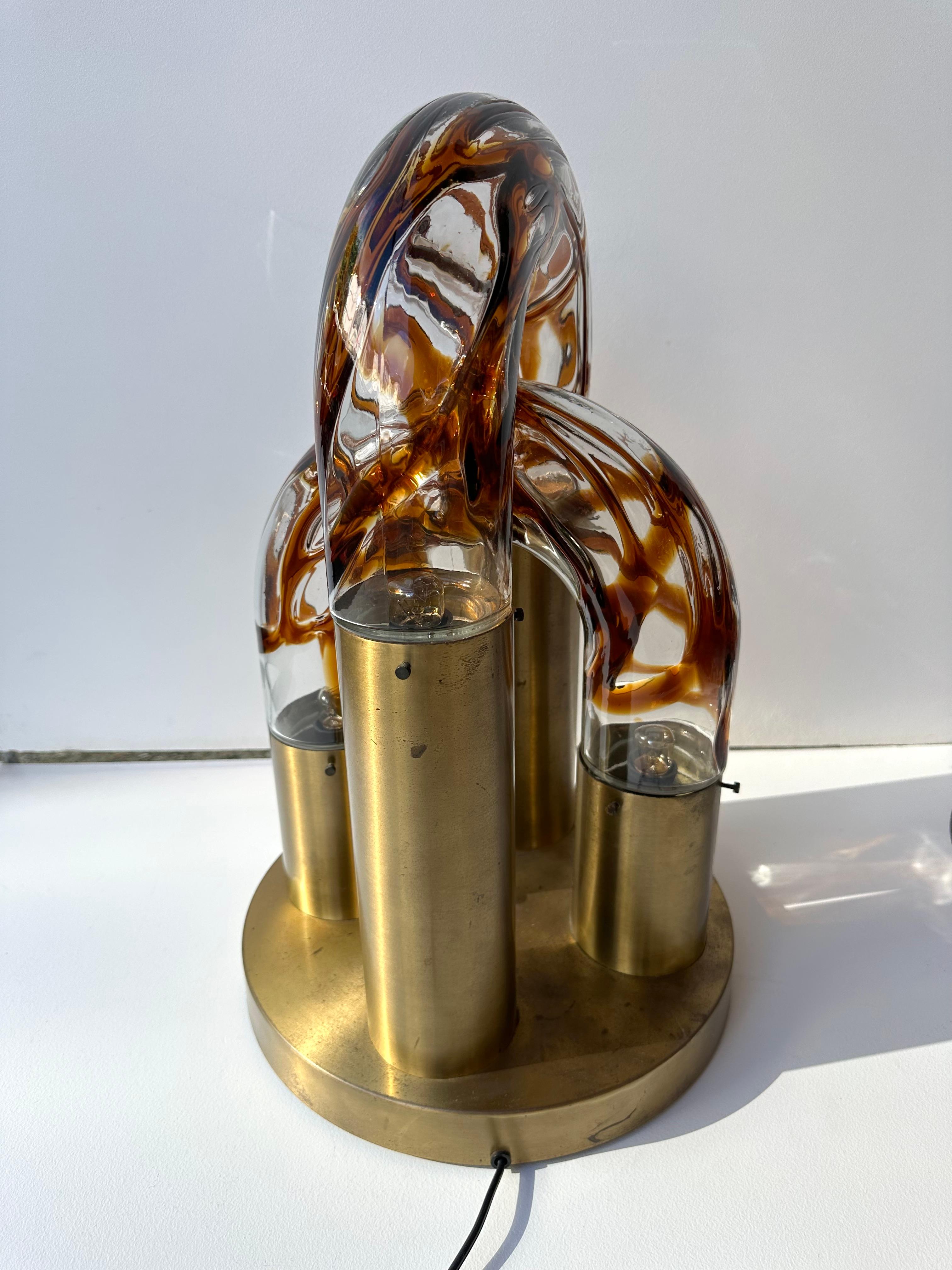 Lampe à chaîne en laiton de Murano par Aldo Nason pour Mazzega, Italie, 1970 5