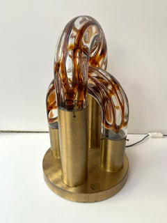 Brass Chain Lamp Murano Glass by Aldo Nason for Mazzega, Italy, 1970s