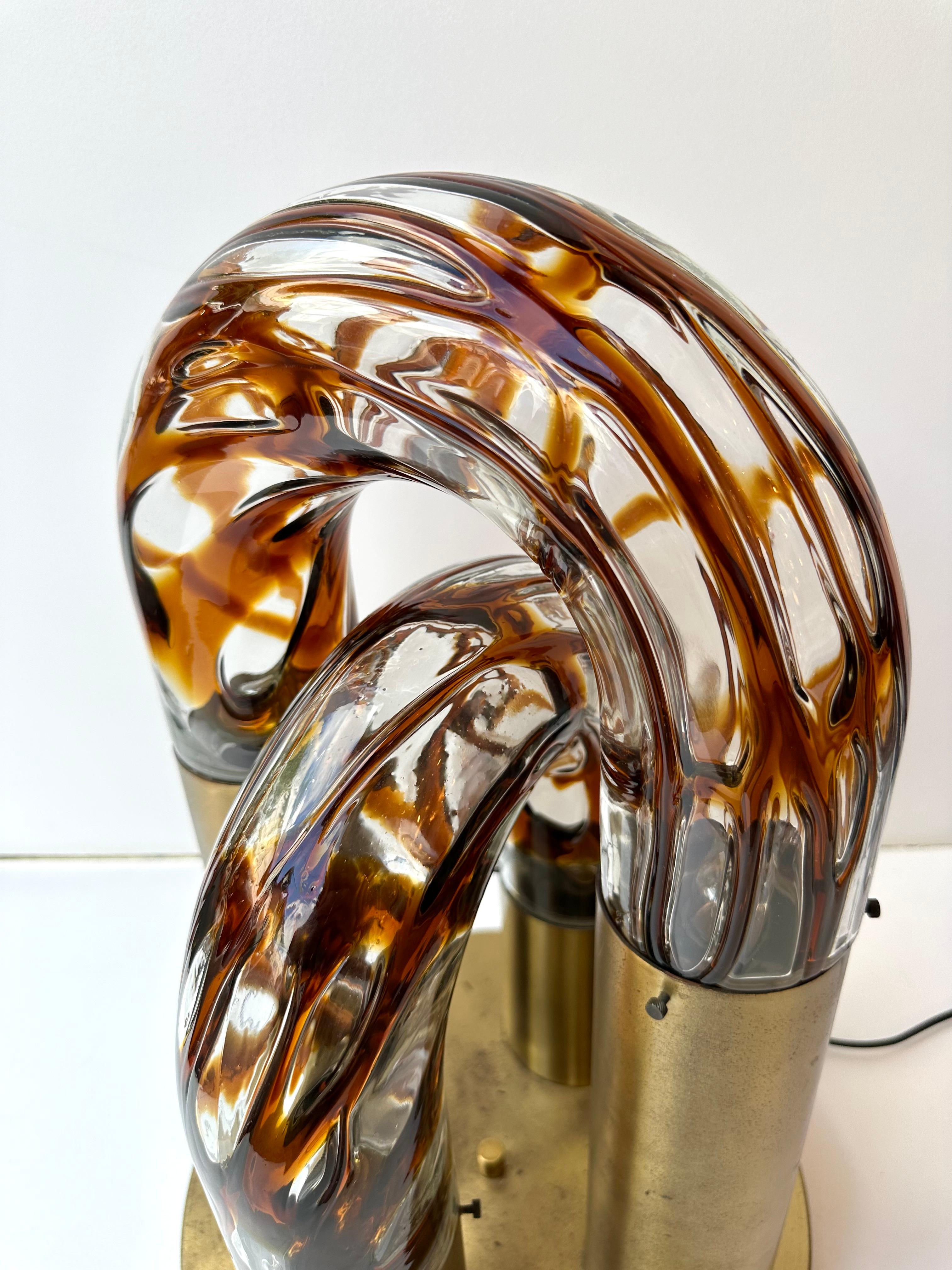 Laiton Lampe à chaîne en laiton de Murano par Aldo Nason pour Mazzega, Italie, 1970