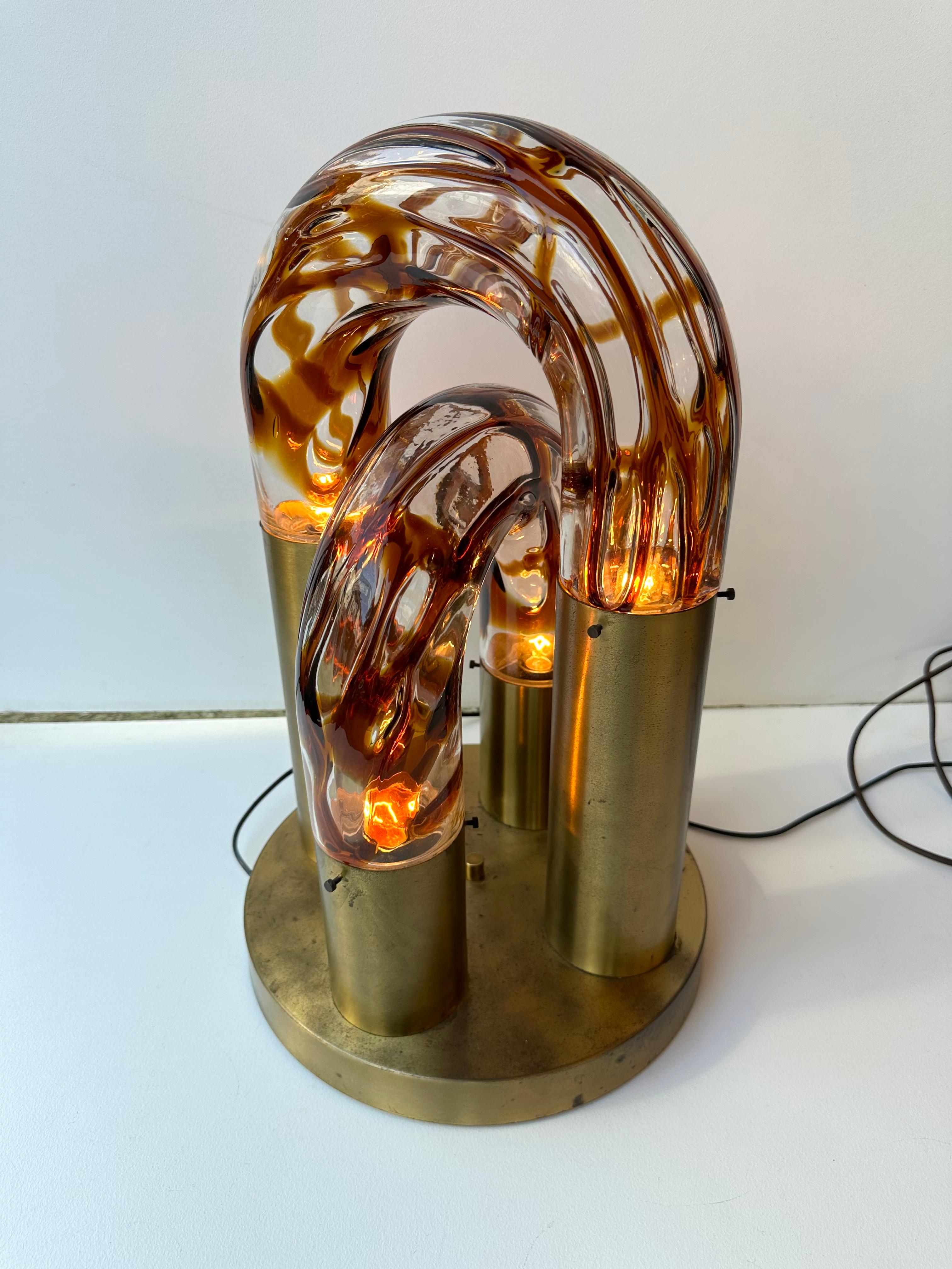 Lampe à chaîne en laiton de Murano par Aldo Nason pour Mazzega, Italie, 1970 1