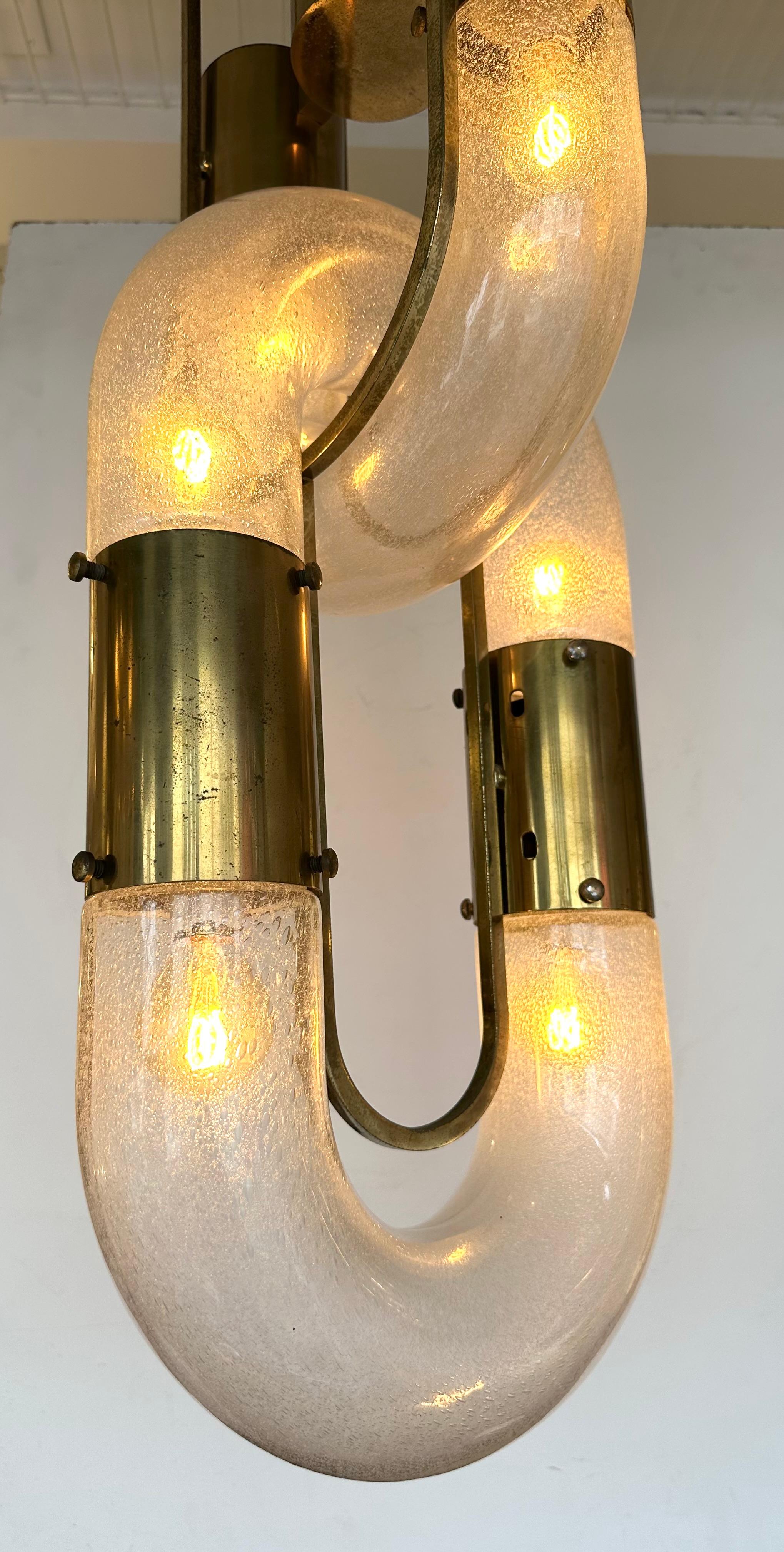 Kettenanhänger aus Messing Murano Glas von Aldo Nason für Mazzega Italien, 1970er Jahre im Angebot 4