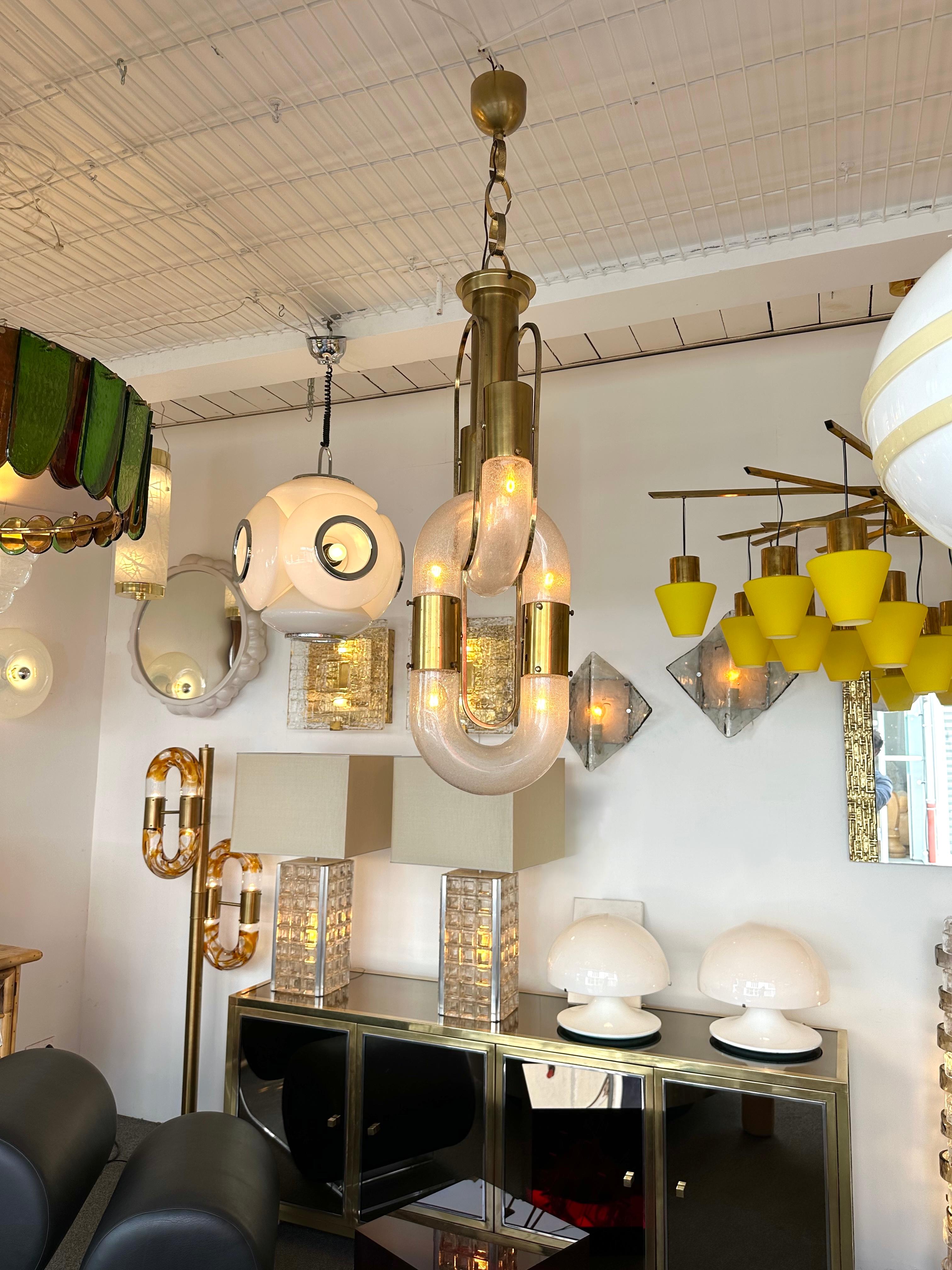 Kettenanhänger aus Messing Murano Glas von Aldo Nason für Mazzega Italien, 1970er Jahre im Angebot 6