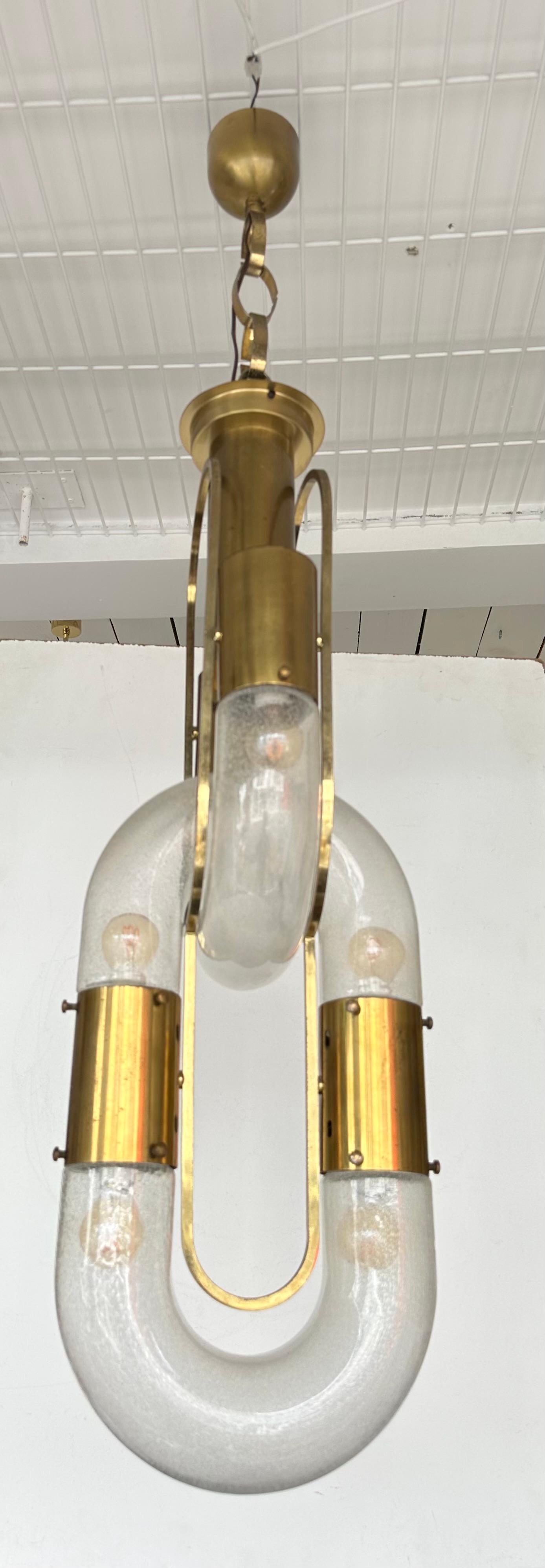 Kettenanhänger aus Messing Murano Glas von Aldo Nason für Mazzega Italien, 1970er Jahre im Zustand „Gut“ im Angebot in SAINT-OUEN, FR