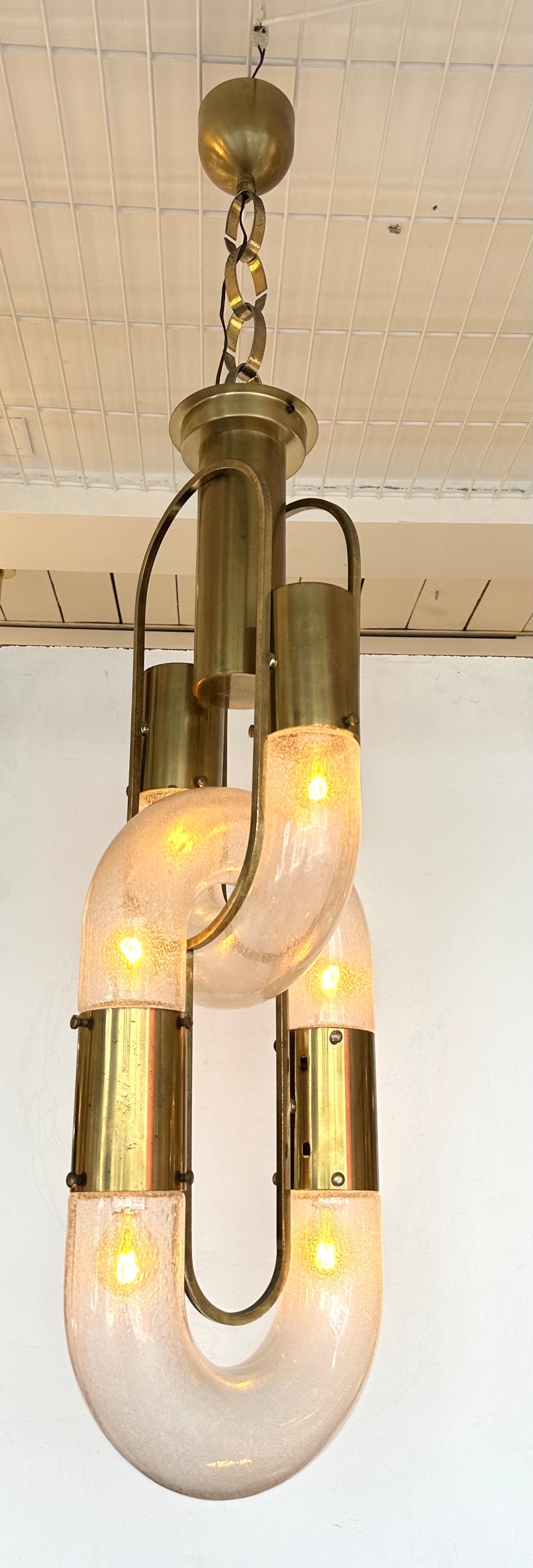 Kettenanhänger aus Messing Murano Glas von Aldo Nason für Mazzega Italien, 1970er Jahre im Angebot 1