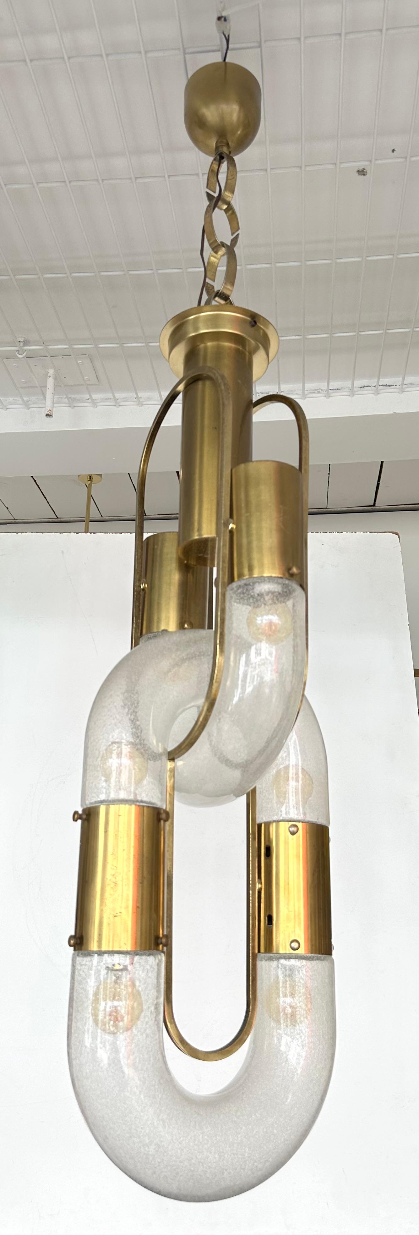 Kettenanhänger aus Messing Murano Glas von Aldo Nason für Mazzega Italien, 1970er Jahre im Angebot 2