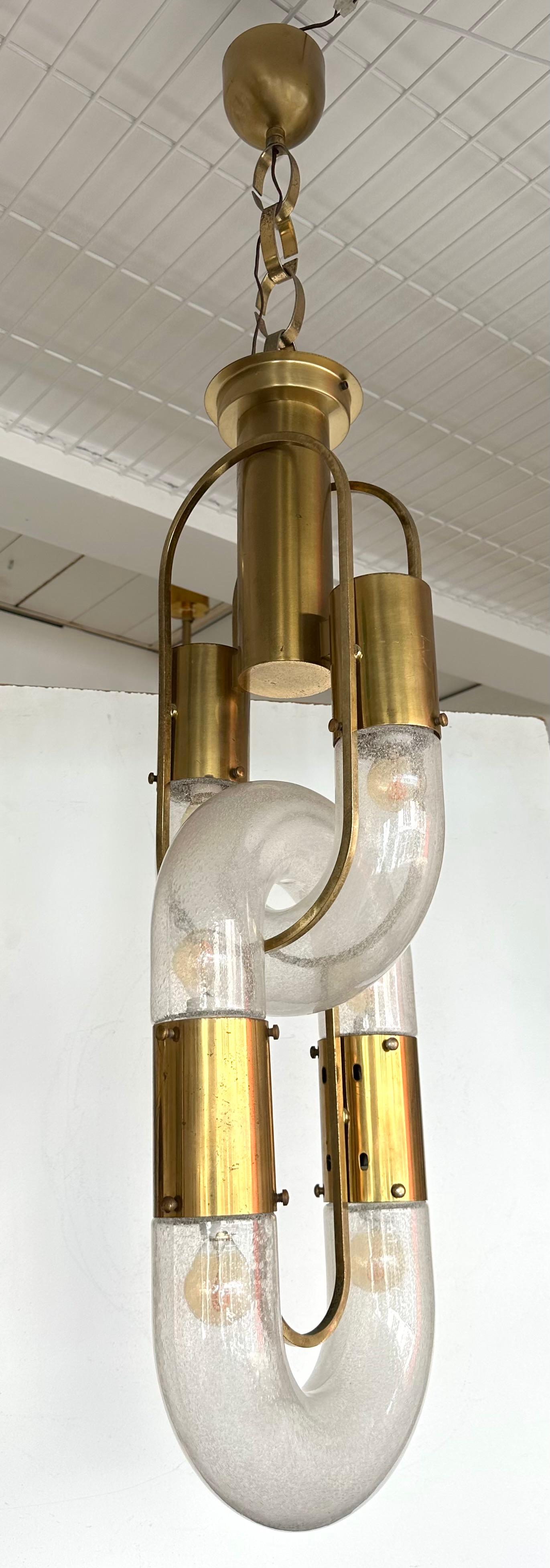 Kettenanhänger aus Messing Murano Glas von Aldo Nason für Mazzega Italien, 1970er Jahre im Angebot 3