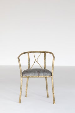 Hand-Sculpted Curved Brass Branches Contemporary Chair by Samuel Costantini
