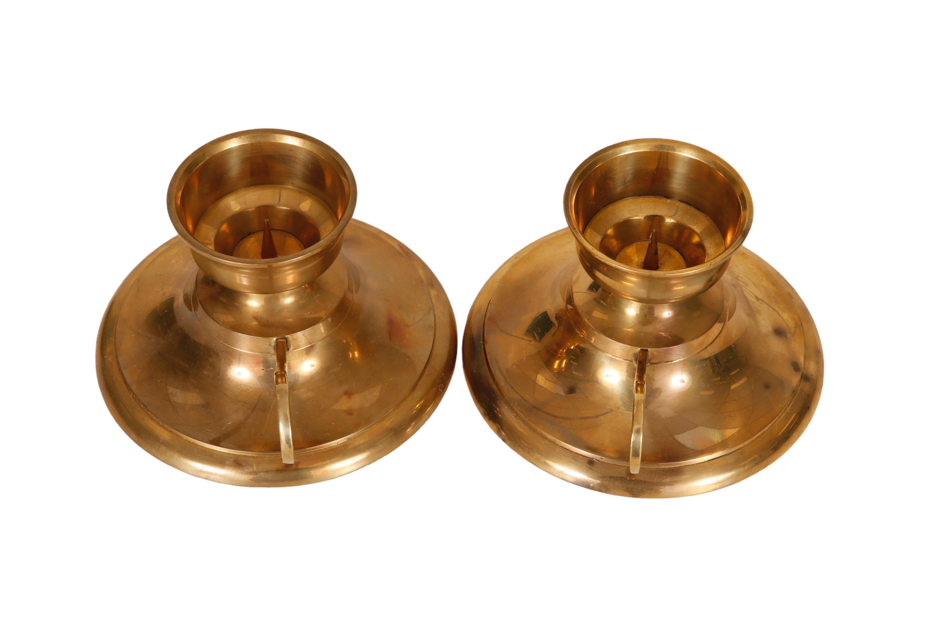 Brass Chamber Stick Candle Holders - a Pair In Good Condition In Bradenton, FL
