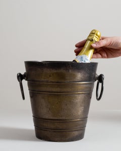 Brass Champagne Bucket, Regency Style, Burnished Bronze Finish, France