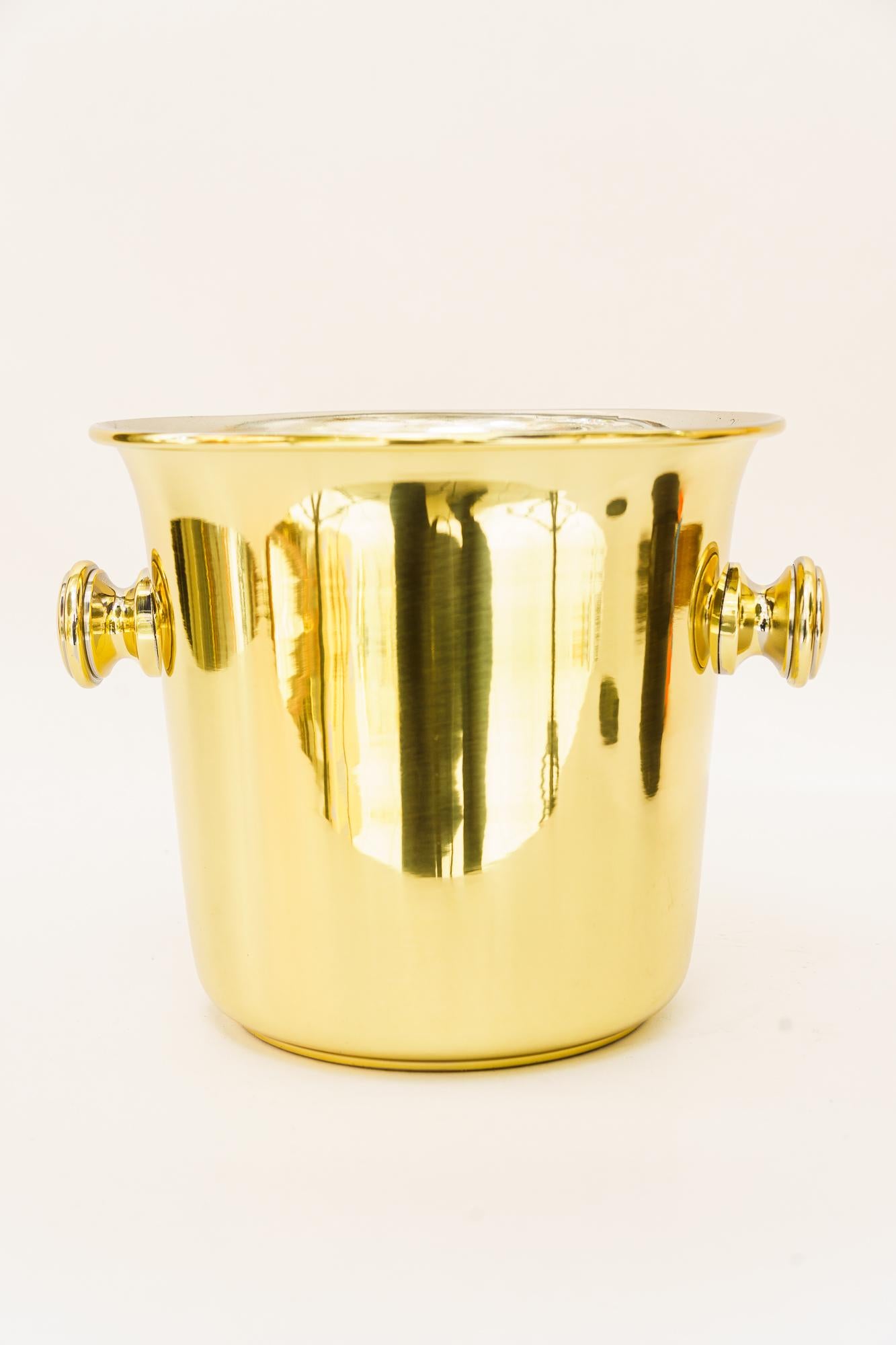 Polished Brass Champagne Bucket vienna around 1950s For Sale
