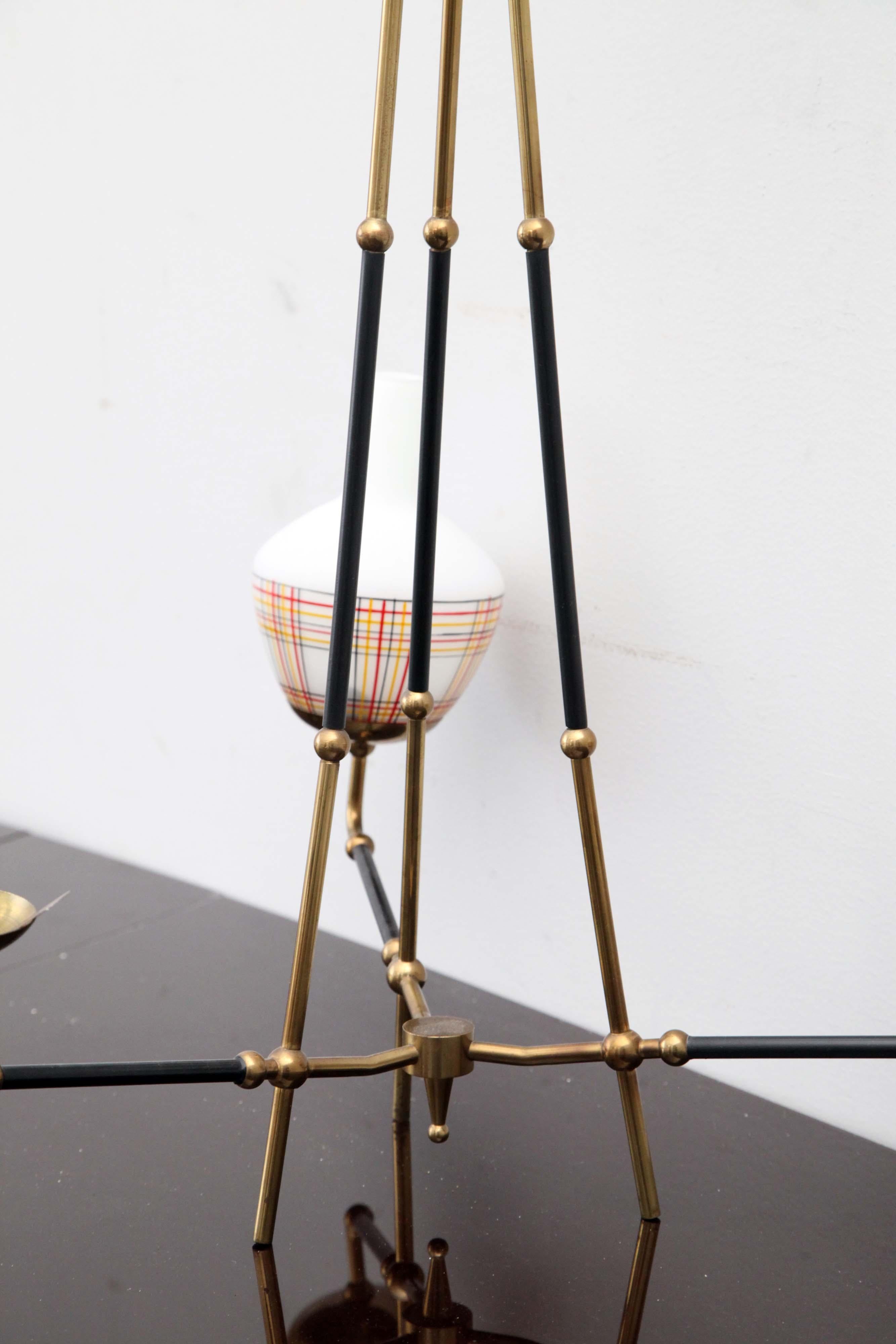 Lampadario in ottone, anni '50 in vendita 3