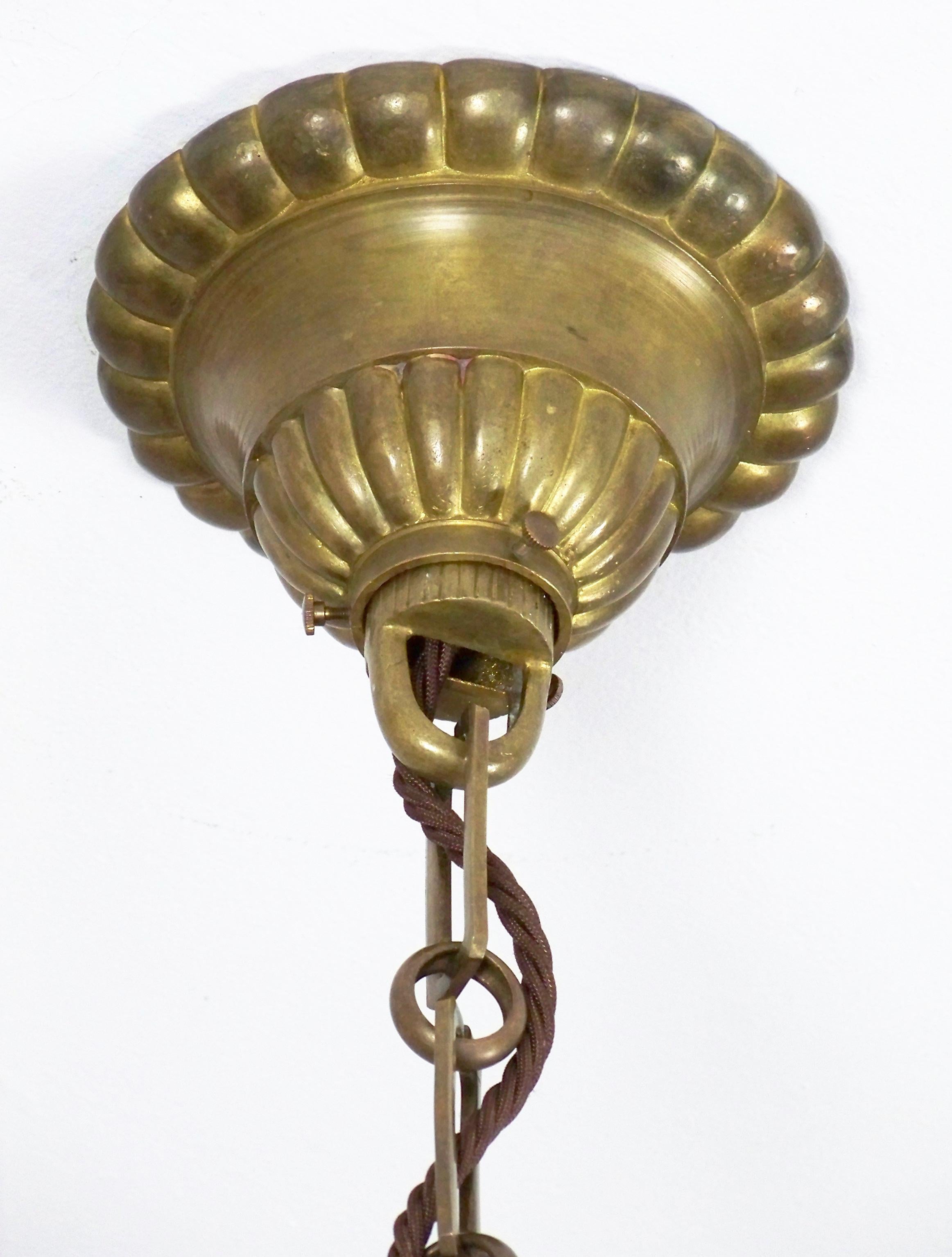 20th Century Brass Chandelier and Wall Light, circa 1900 For Sale
