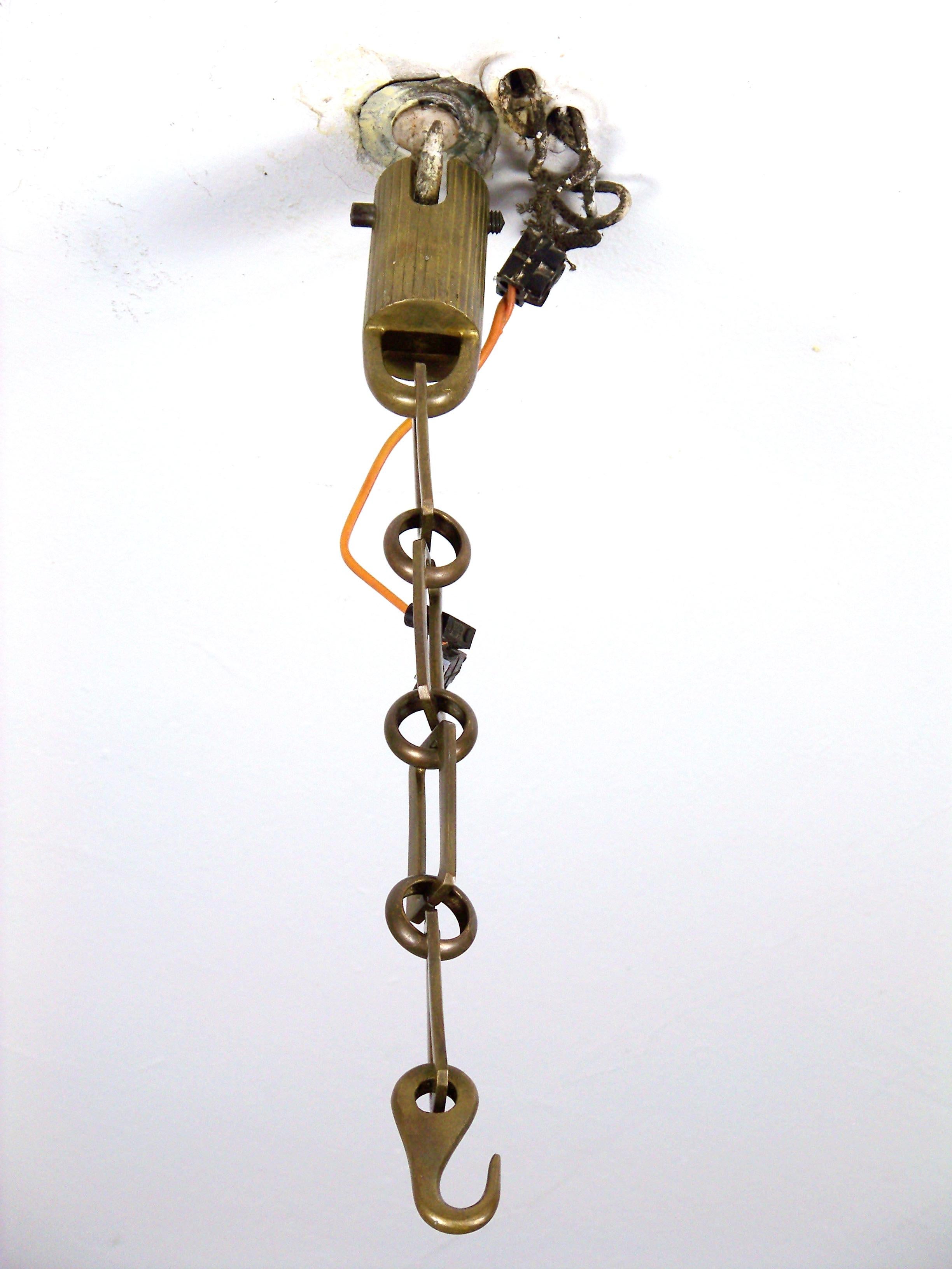 Brass Chandelier and Wall Light, circa 1900 For Sale 1