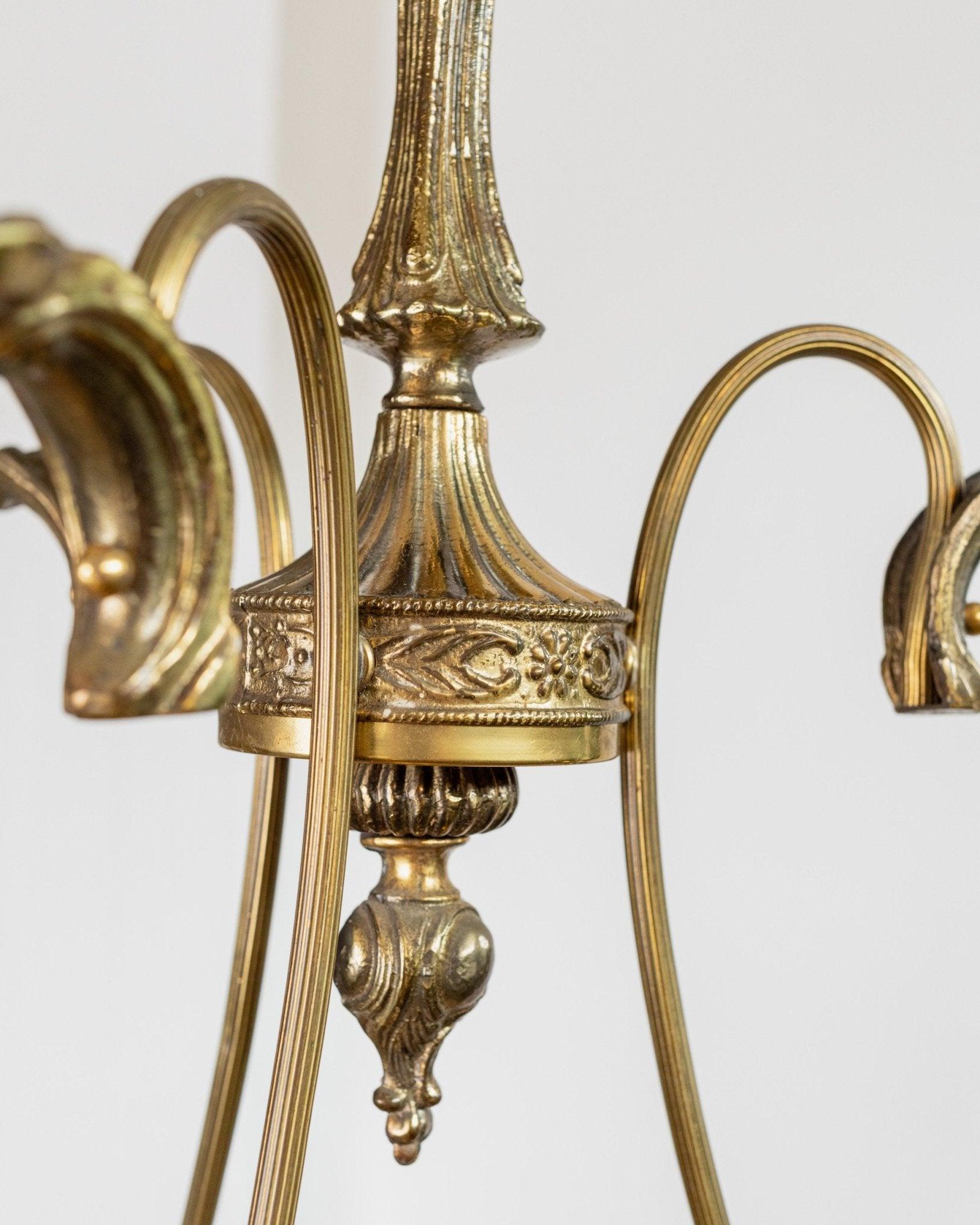 Lámpara de techo antigua de latón con 3 luces, años 30 siglo XX en venta