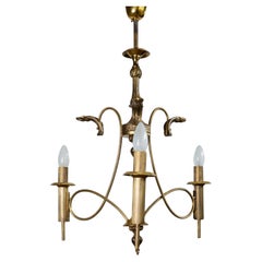 Lámpara de techo antigua de latón con 3 luces, años 30