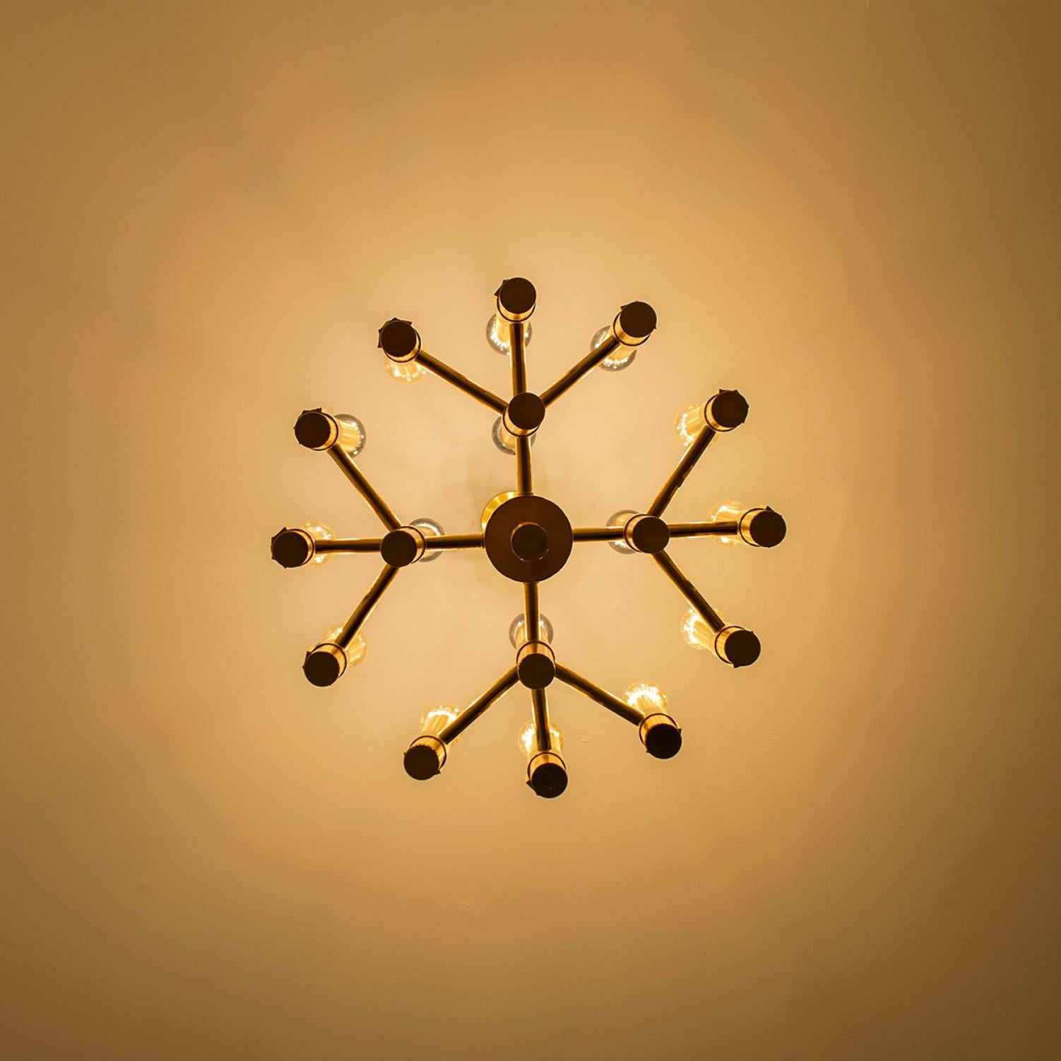 Brass Chandelier by Angelo Brotto for Esperia Italia For Sale 3