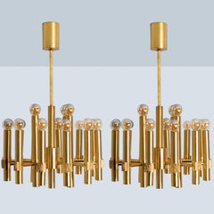 Araña de latón de Angelo Brotto para Esperia Italia