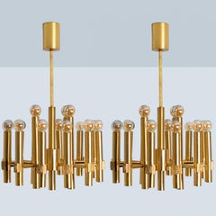 Brass Chandelier by Angelo Brotto for Esperia Italia