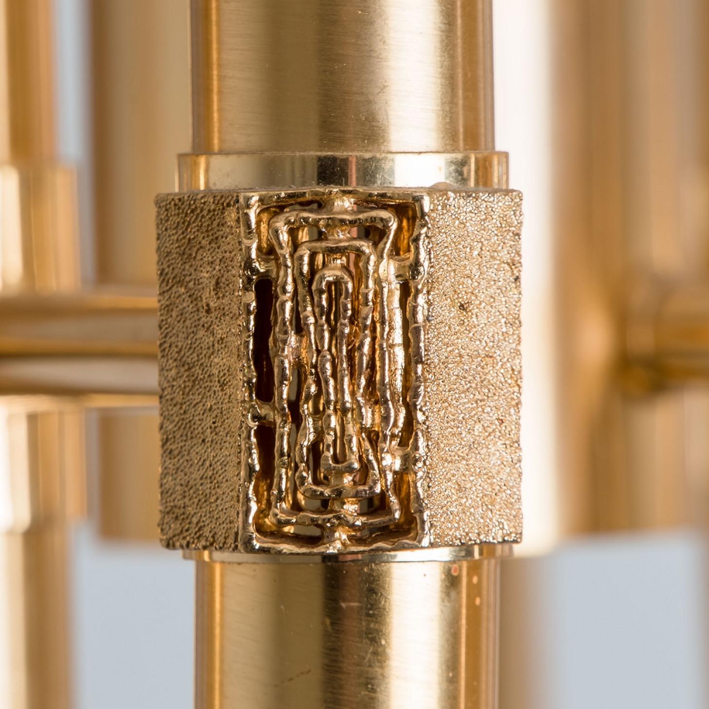 Anodizzato Lampadario in ottone di Angelo Brotto per Esperia Italia in vendita