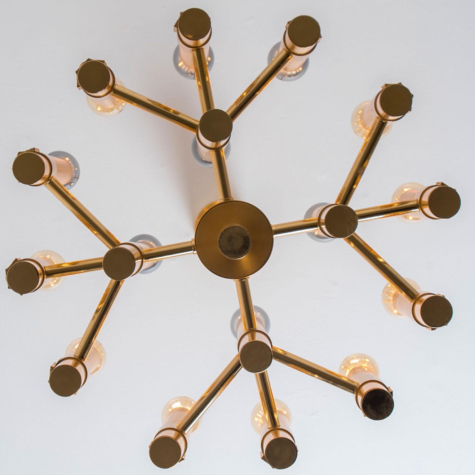 Mid-20th Century Brass Chandelier by Angelo Brotto for Esperia Italia For Sale
