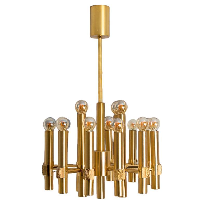 Brass Chandelier by Angelo Brotto for Esperia Italia For Sale