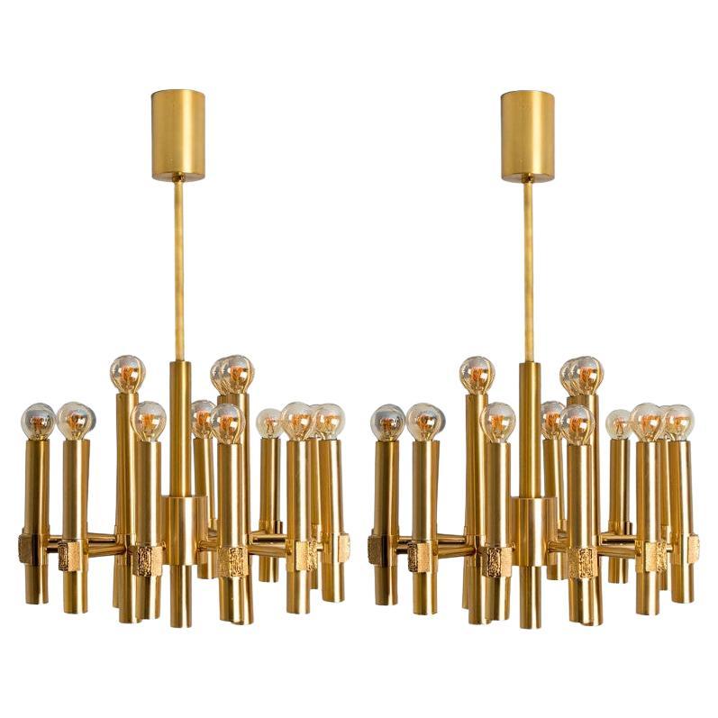 Brass Chandelier by Angelo Brotto for Esperia Italia