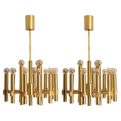 Brass Chandelier by Angelo Brotto for Esperia Italia