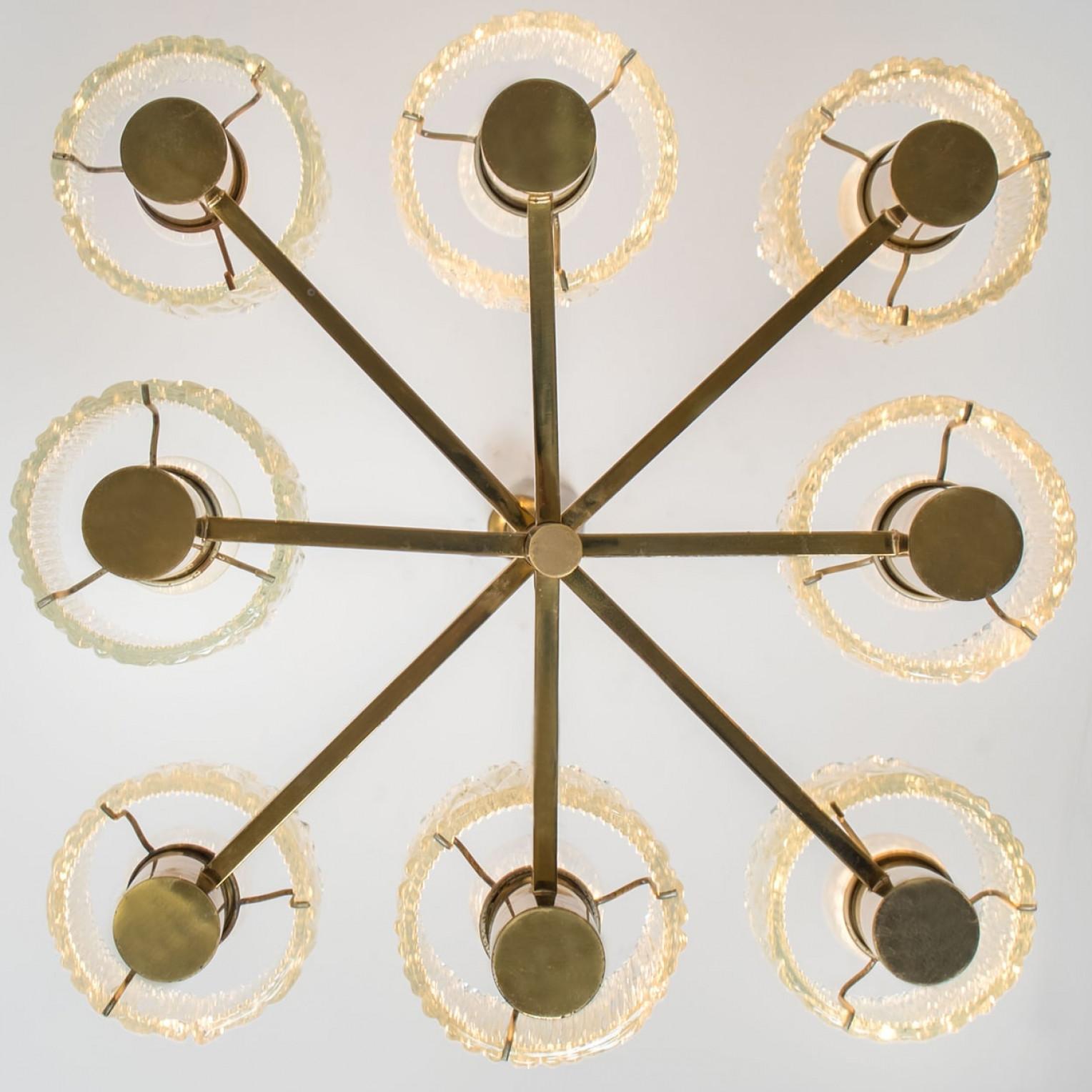 Lampadario in ottone di Carl Fagerlund per Orrefors, anni '60 in vendita 3