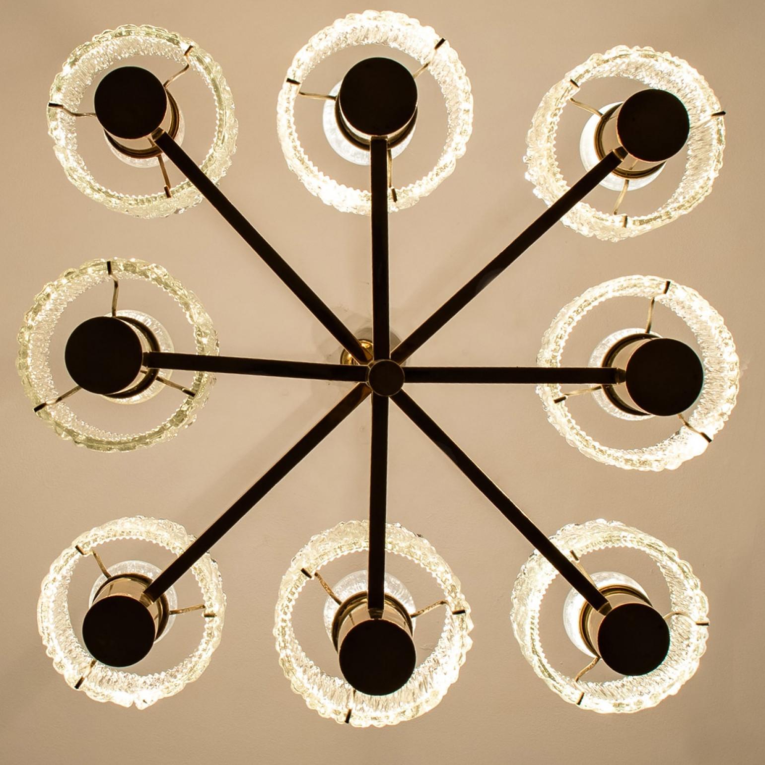 Lampadario in ottone di Carl Fagerlund per Orrefors, anni '60 in vendita 4