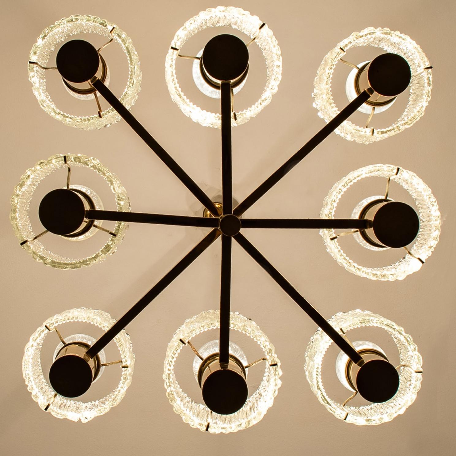 Lustre en laiton de Carl Fagerlund pour Orrefors, années 1960 en vente 4