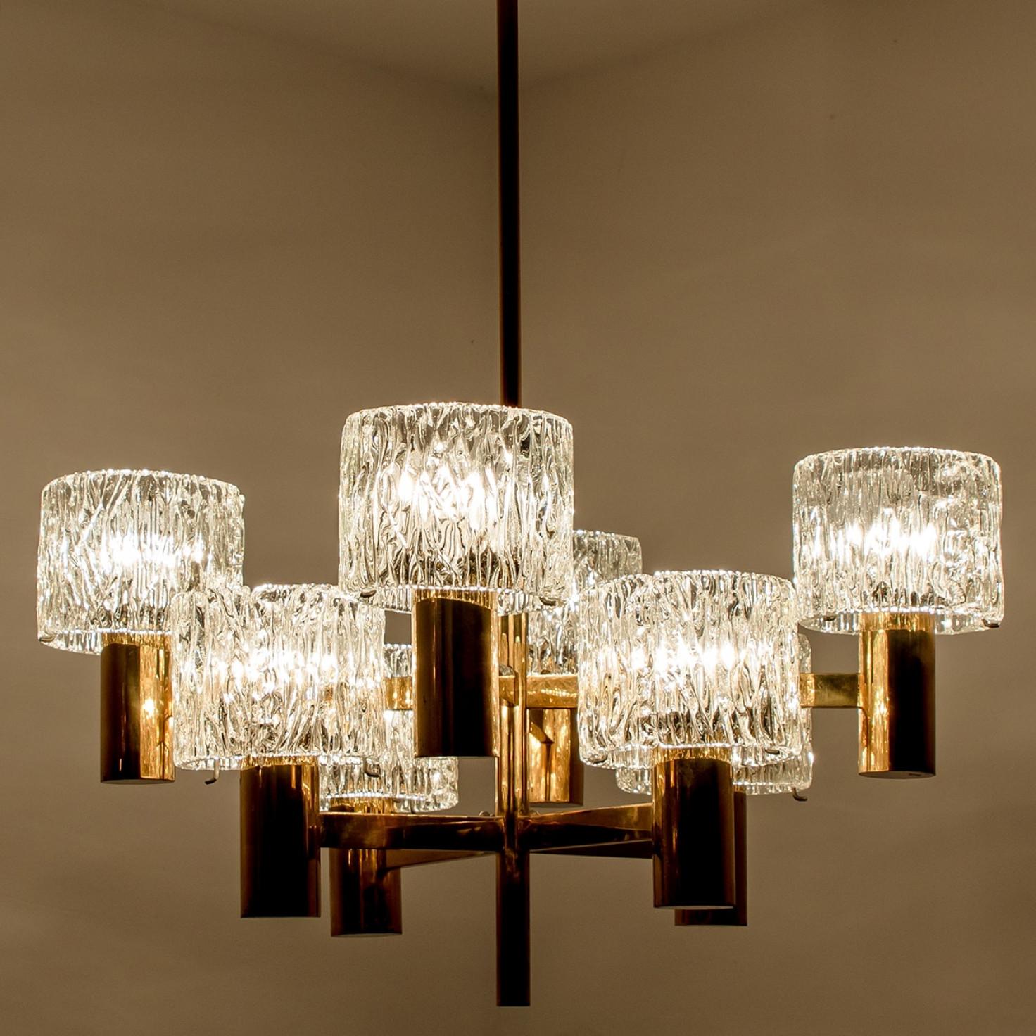 Mid-Century moderno Lampadario in ottone di Carl Fagerlund per Orrefors, anni '60 in vendita