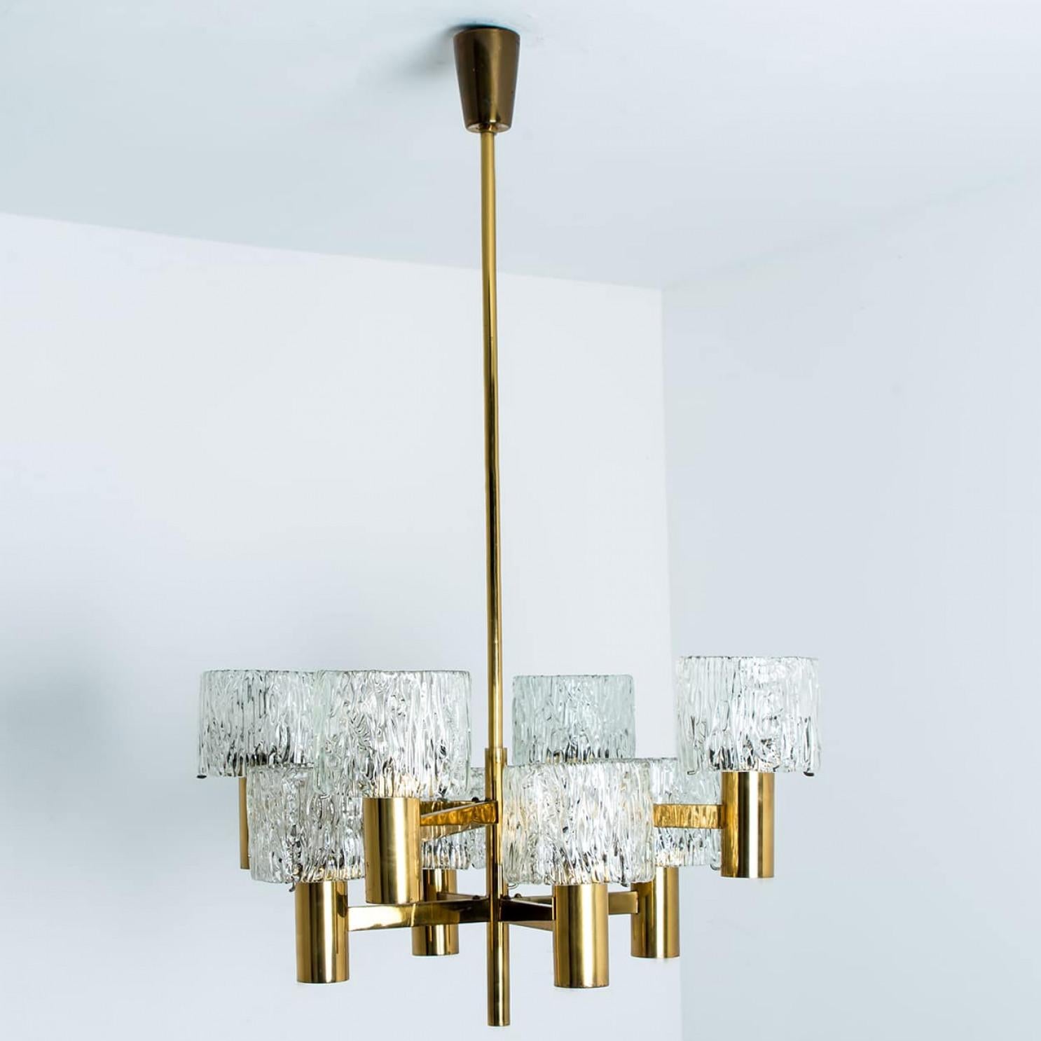 XX secolo Lampadario in ottone di Carl Fagerlund per Orrefors, anni '60 in vendita
