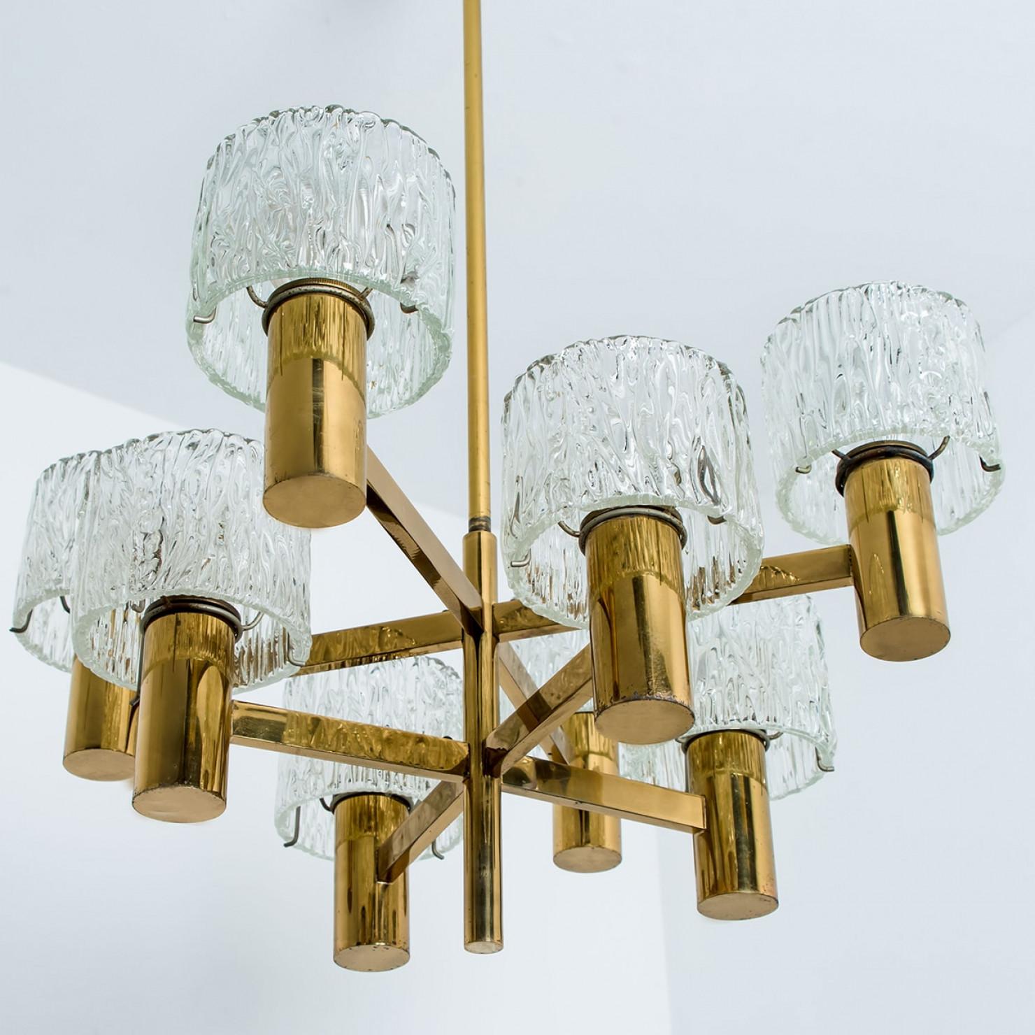 Lampadario in ottone di Carl Fagerlund per Orrefors, anni '60 in vendita 1