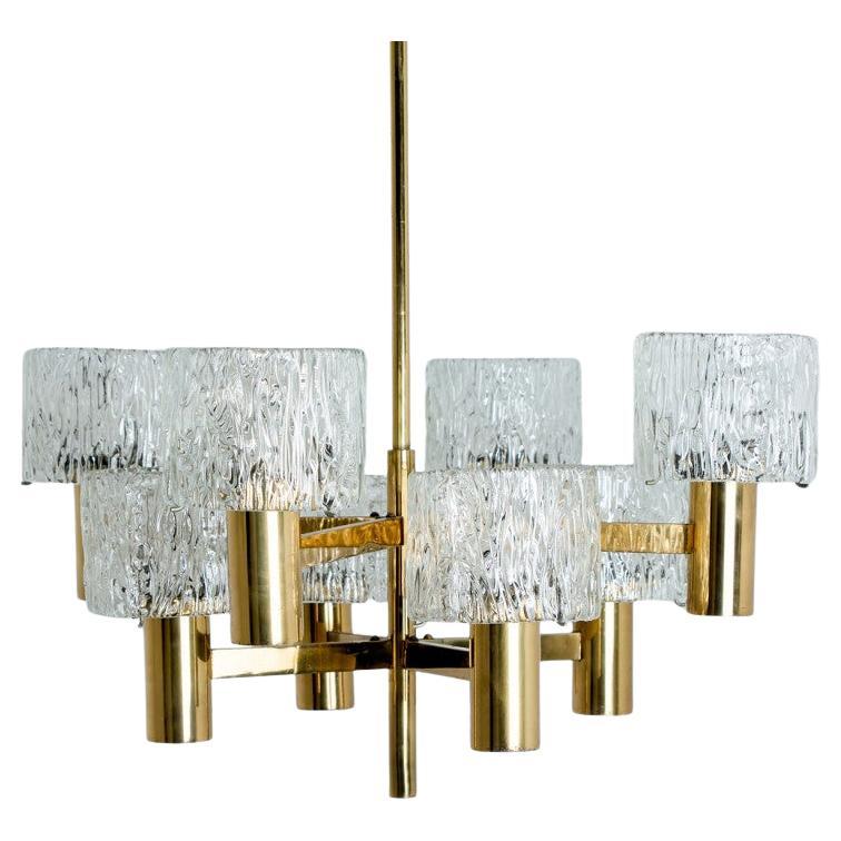 Brass Chandelier by Carl Fagerlund for Orrefors, 1960s