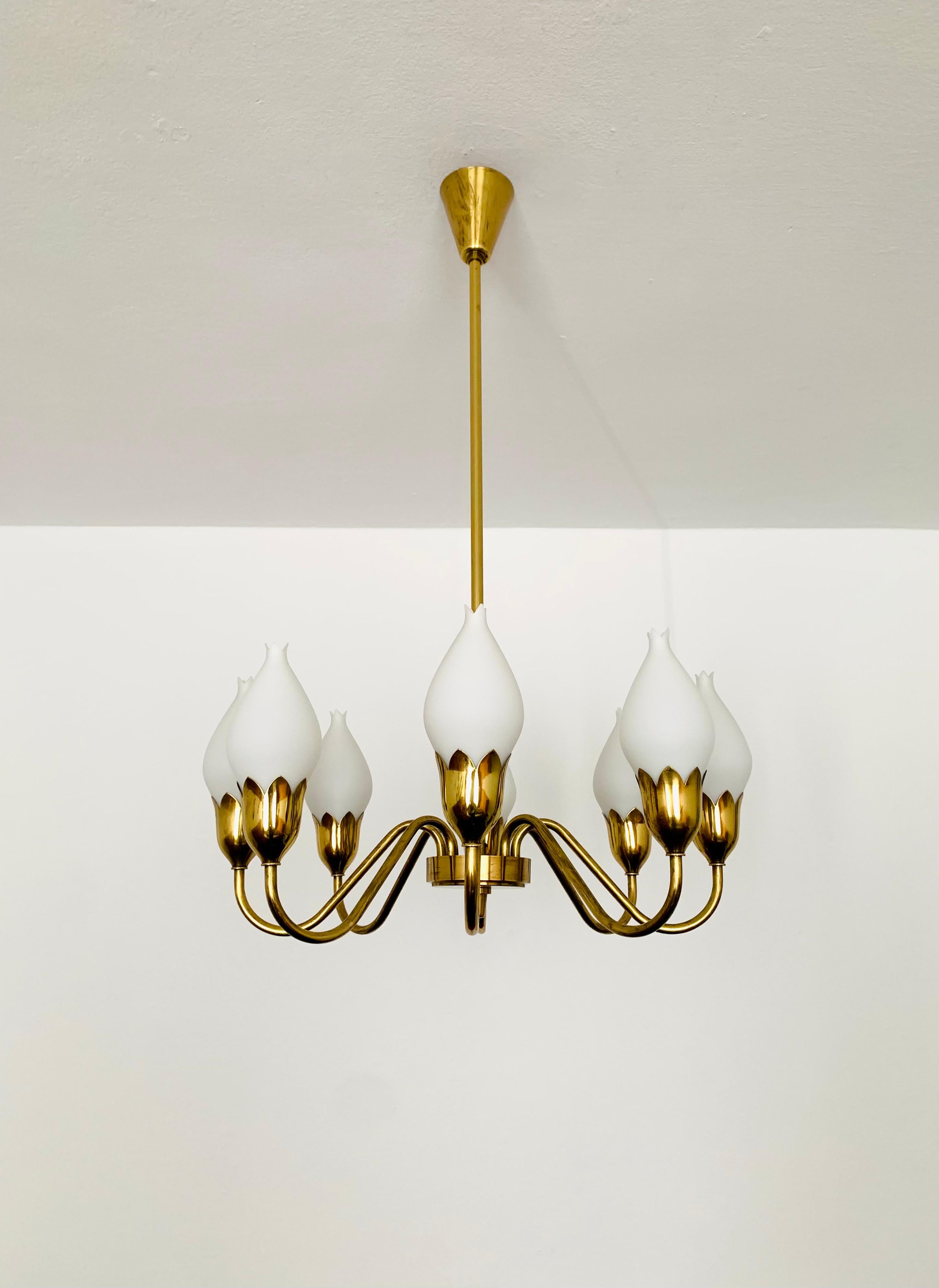 Danish Brass Chandelier by Fog and Morup For Sale