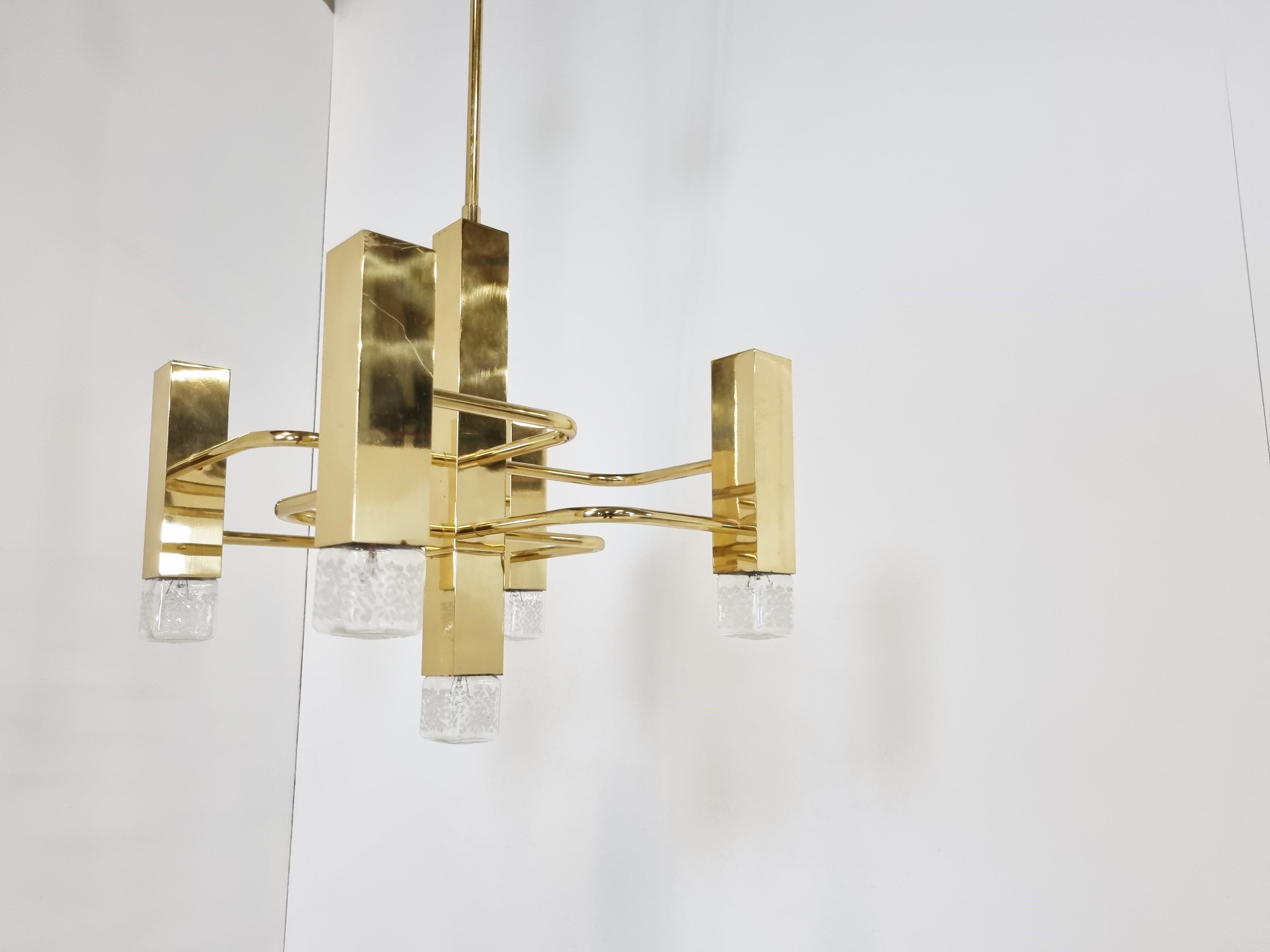 Brass chandelier by Gaetano Sciolari, 1970s 4