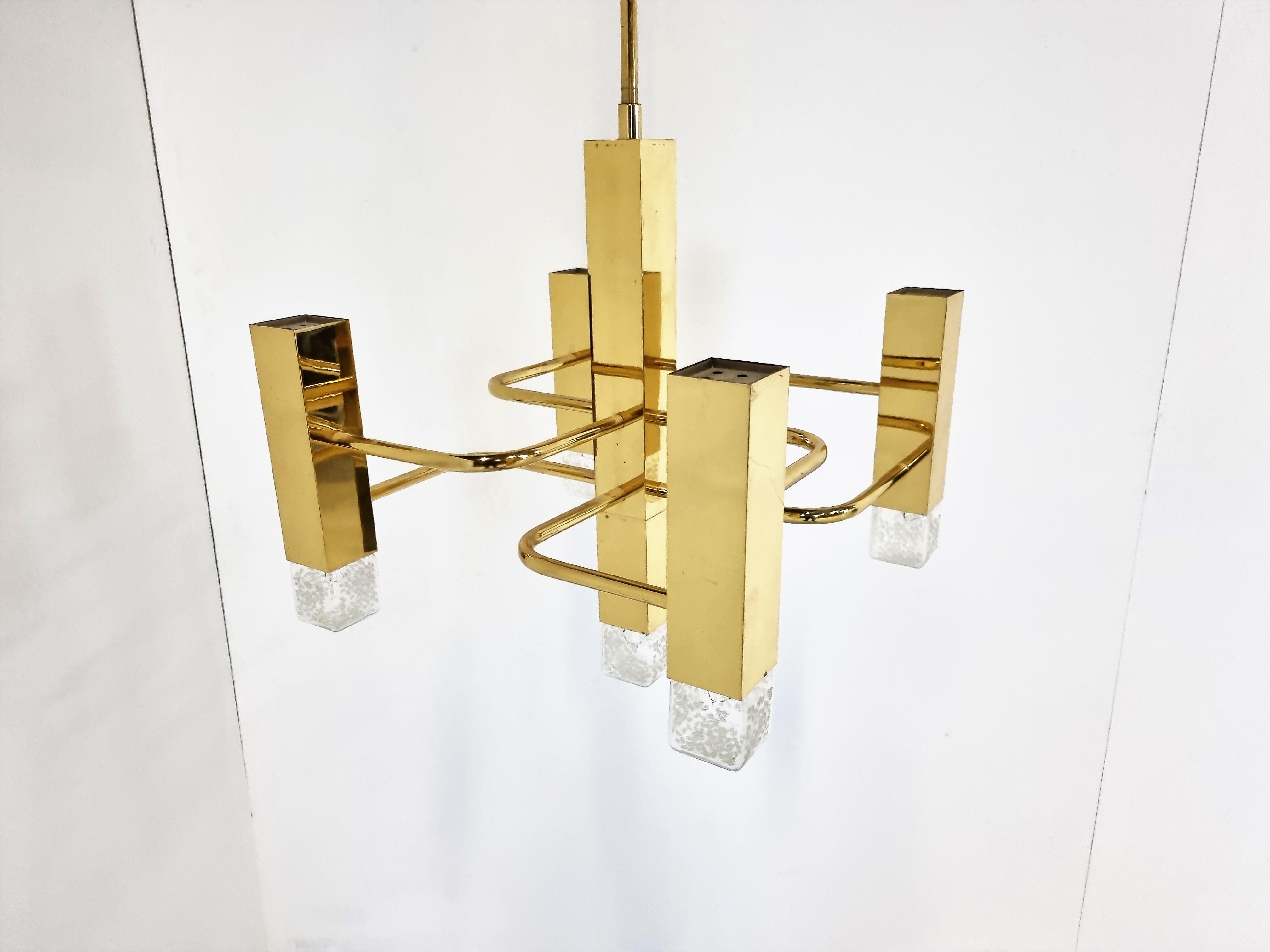 Brass chandelier by Gaetano Sciolari, 1970s 1