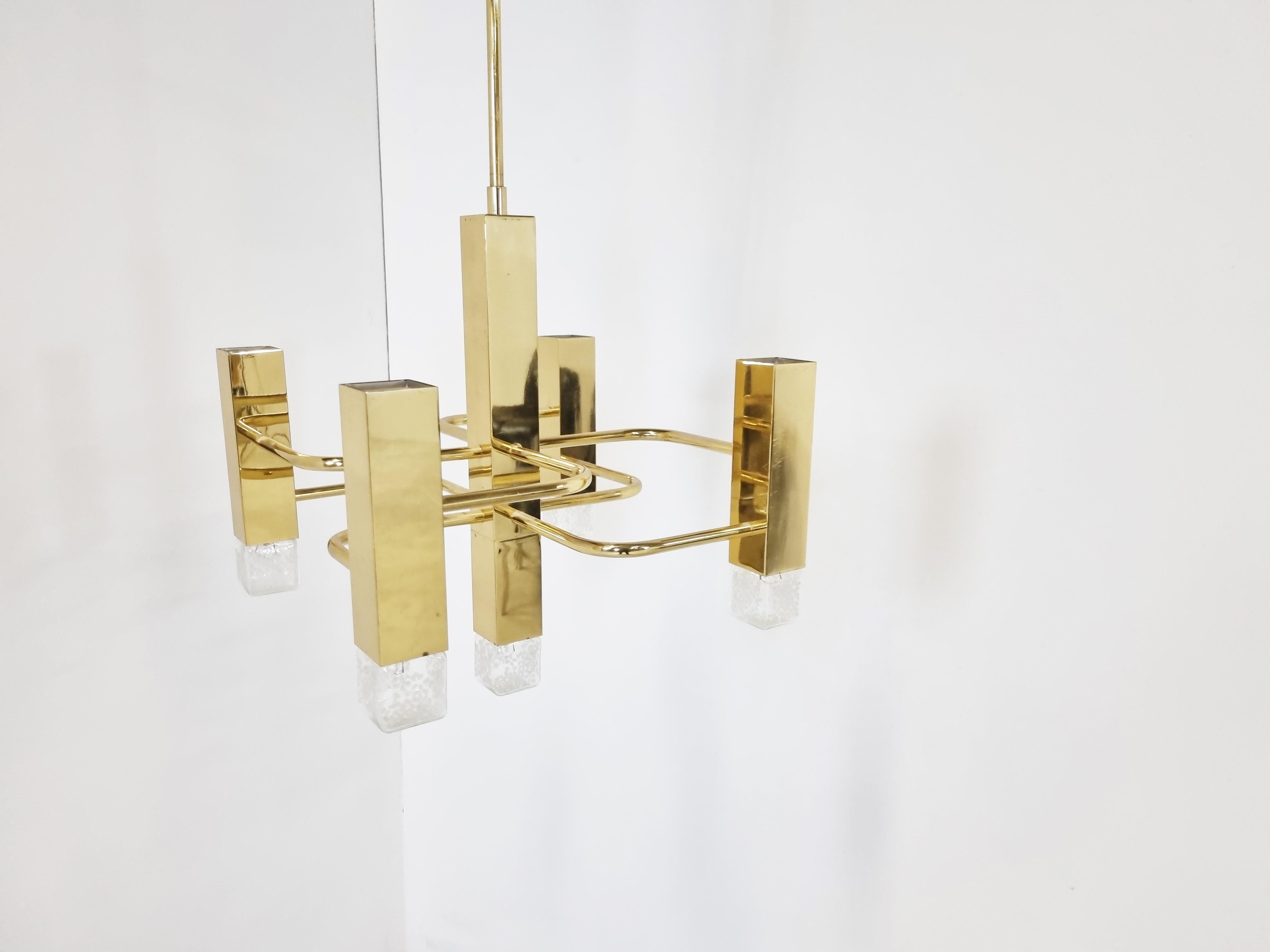 Brass chandelier by Gaetano Sciolari, 1970s 2