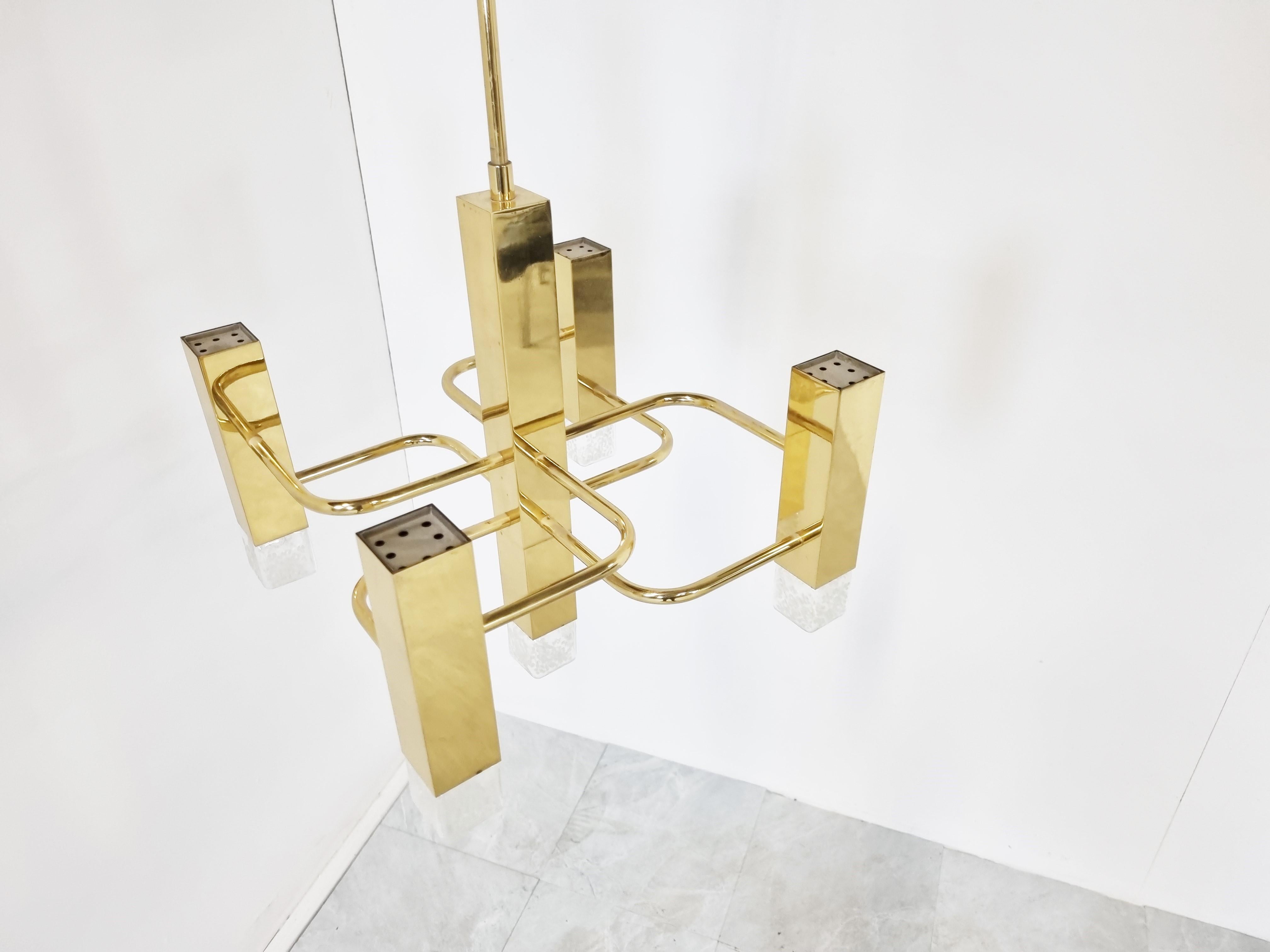Brass chandelier by Gaetano Sciolari, 1970s 3
