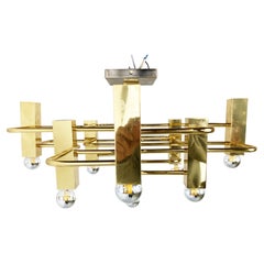 Brass Chandelier by Gaetano Sciolari, 1970s