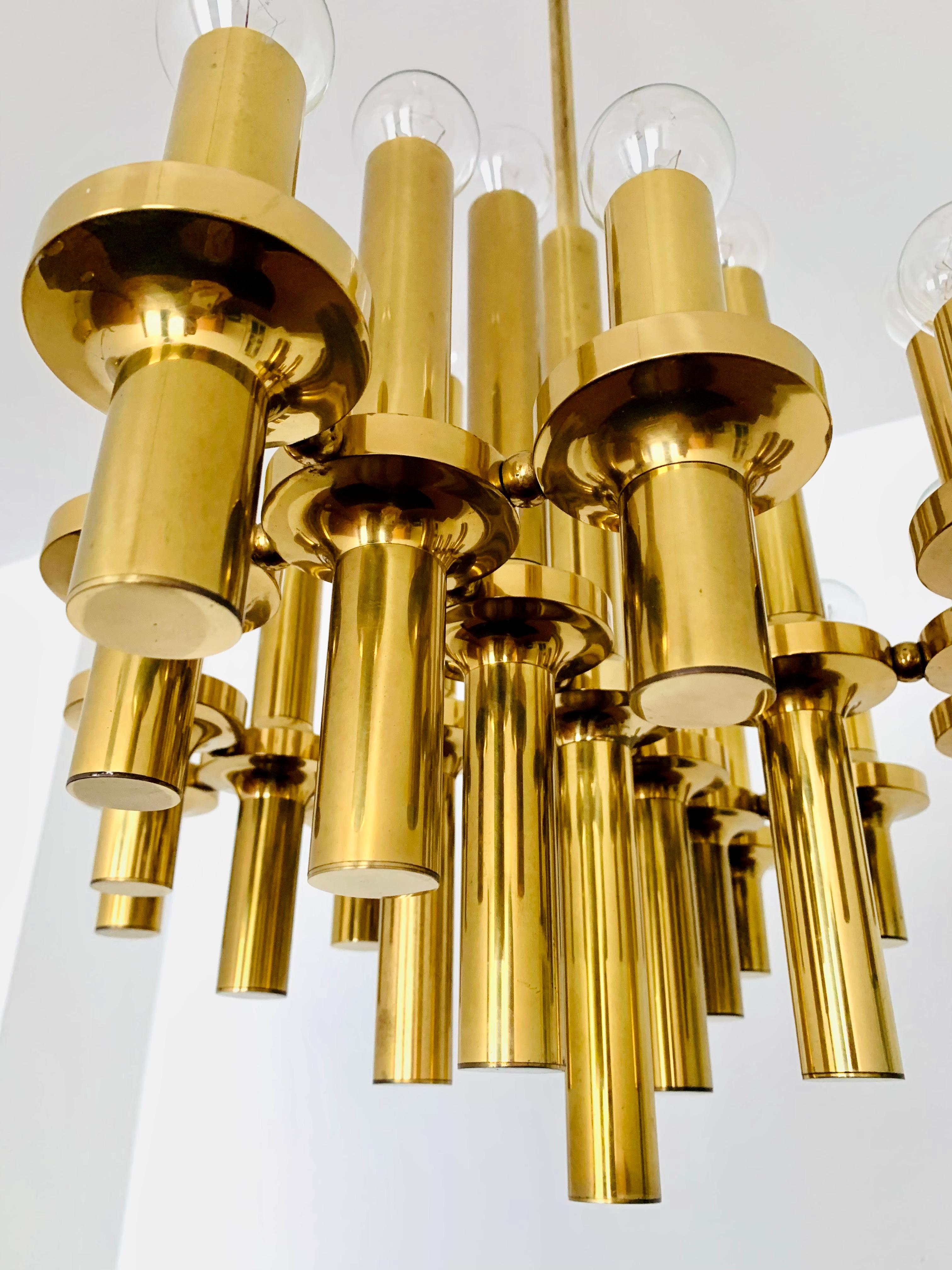 Brass Chandelier by Gaetano Sciolari For Sale 3