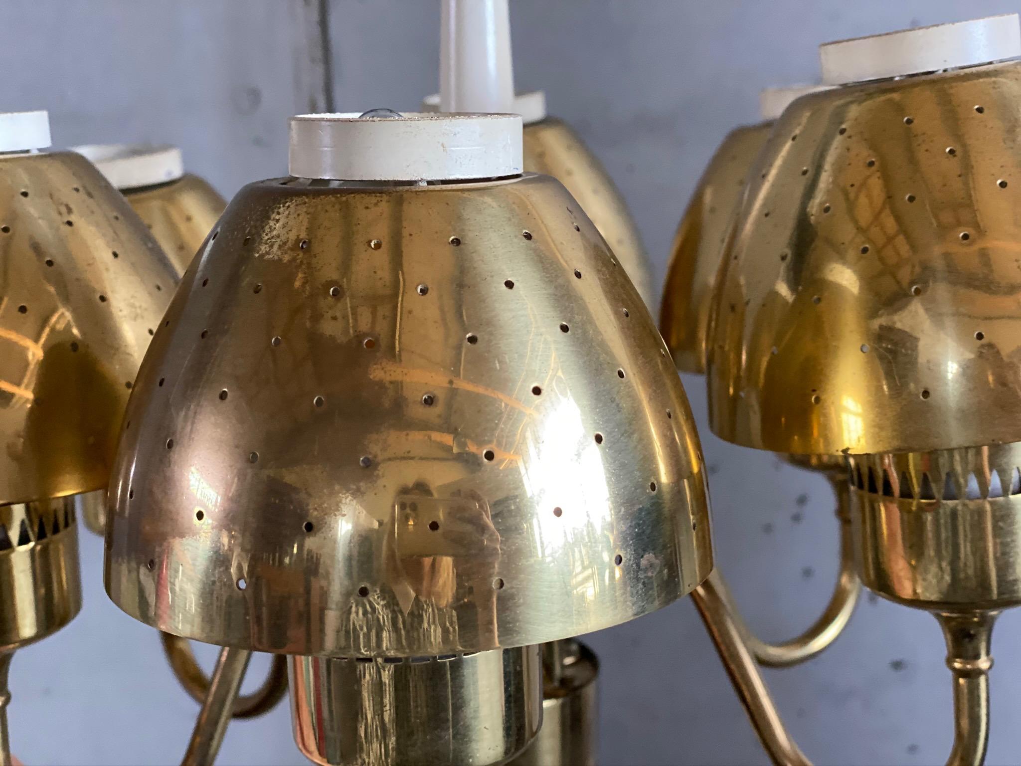 Brass Chandelier by Hans-Agne Jakobsson, Sweden, 1960s 9