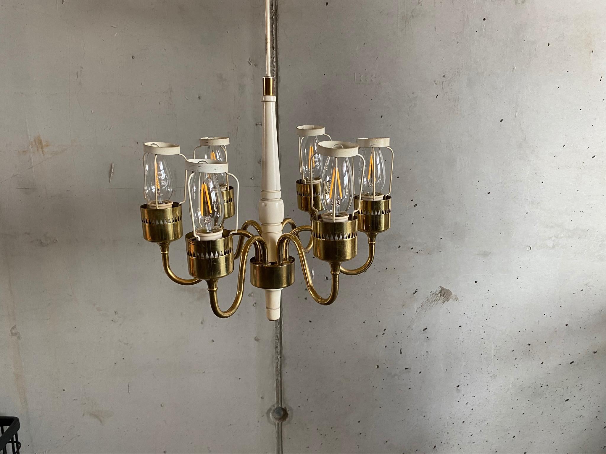 Brass Chandelier by Hans-Agne Jakobsson, Sweden, 1960s 14