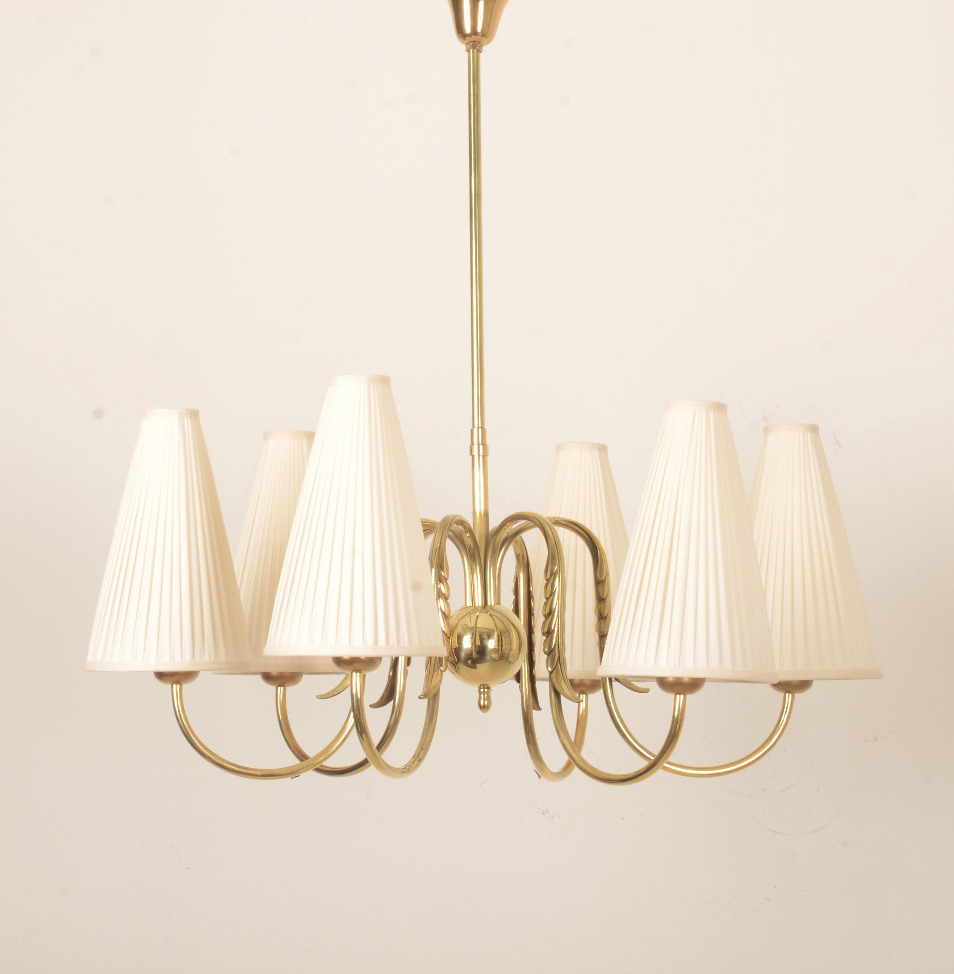 Austrian Brass Chandelier By Josef Frank For J.T. Kalmar